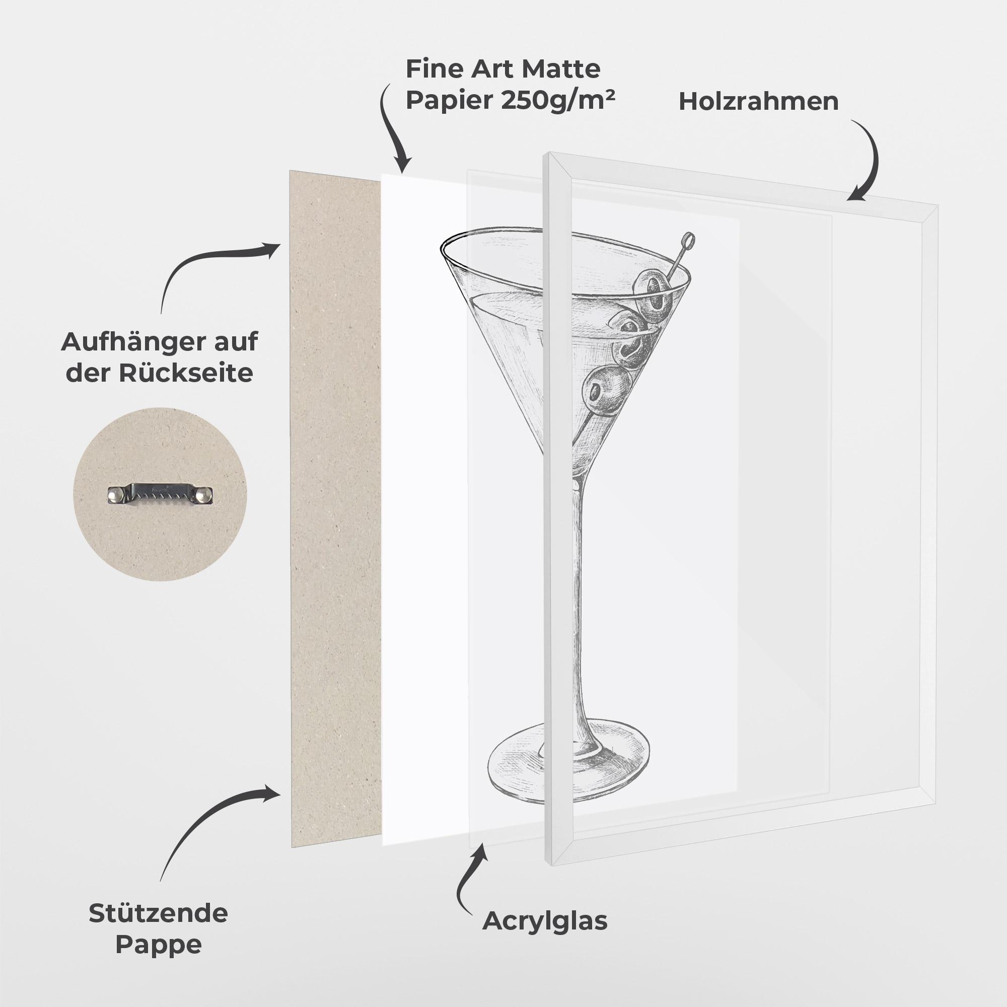 Gerahmte Poster Hand Drawn Glass mockup 1