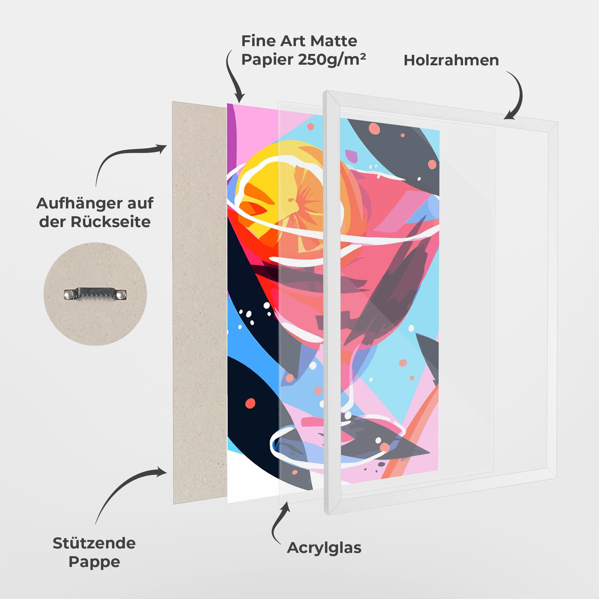 Gerahmte Poster Red Cocktail Art mockup 1