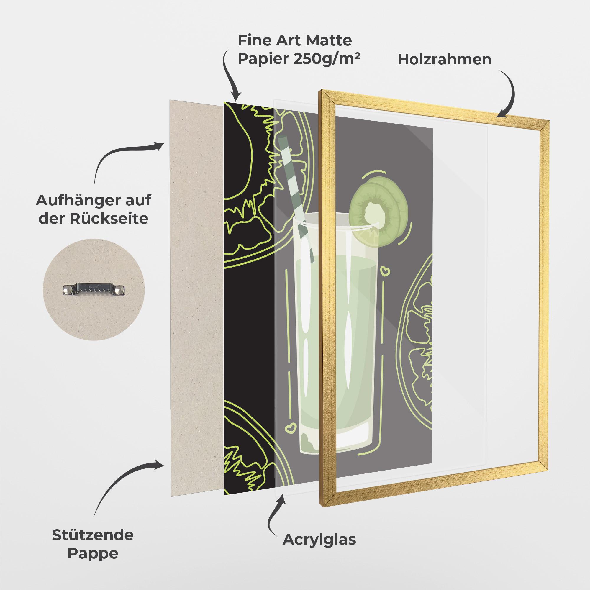 Gerahmte Poster Kiwi Drink mockup 1