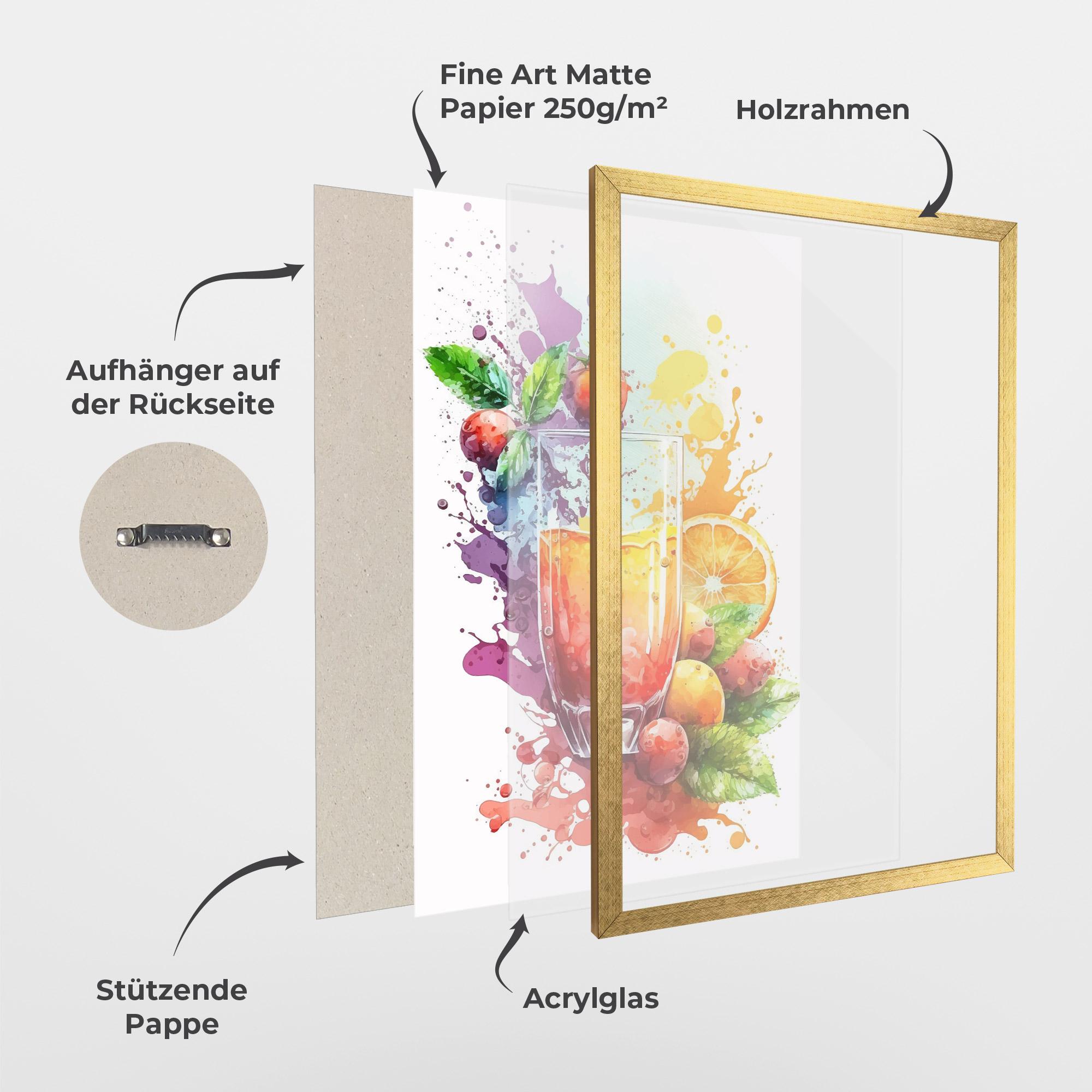 Gerahmte Poster Watercolor Drink mockup 1