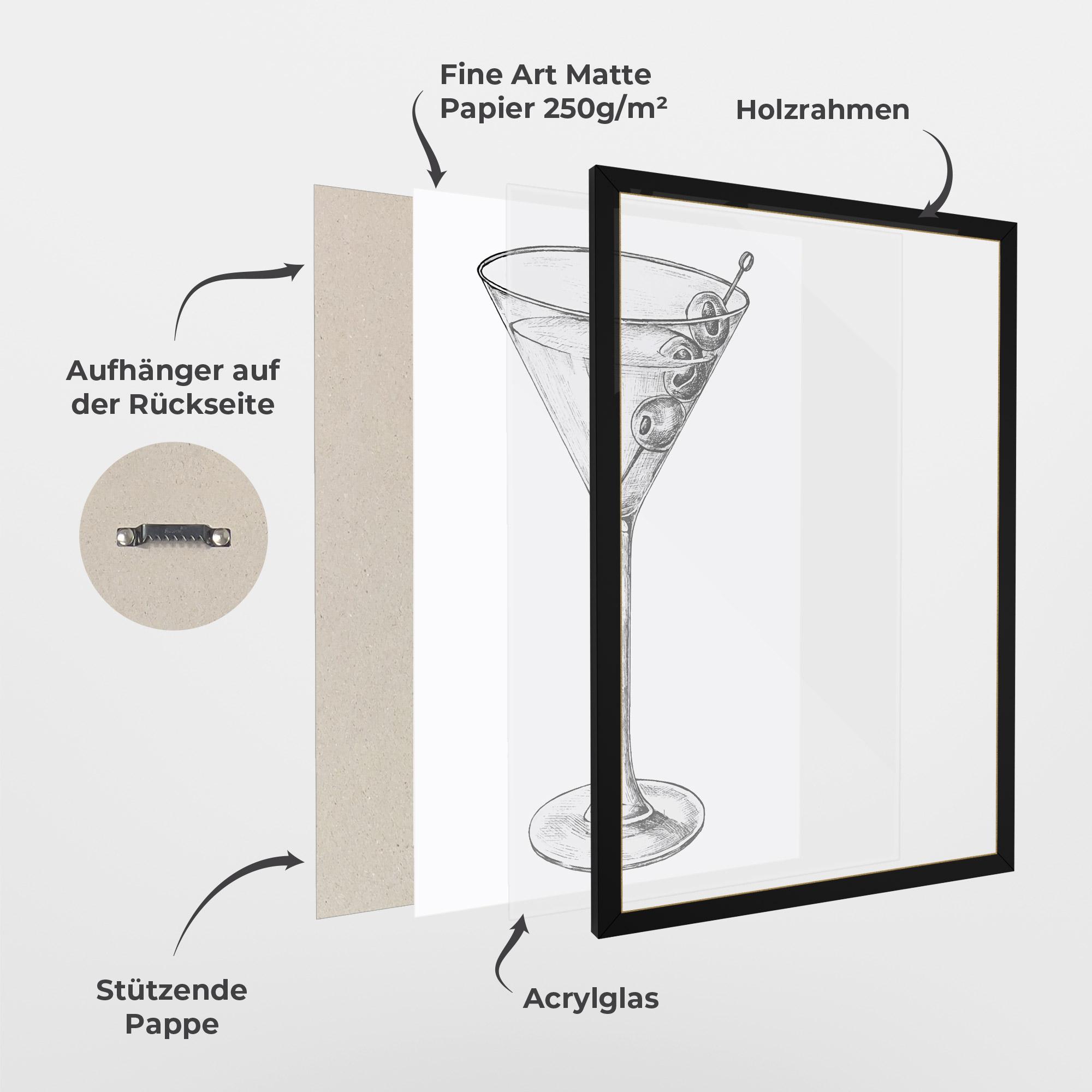 Gerahmte Poster Hand Drawn Glass mockup 1