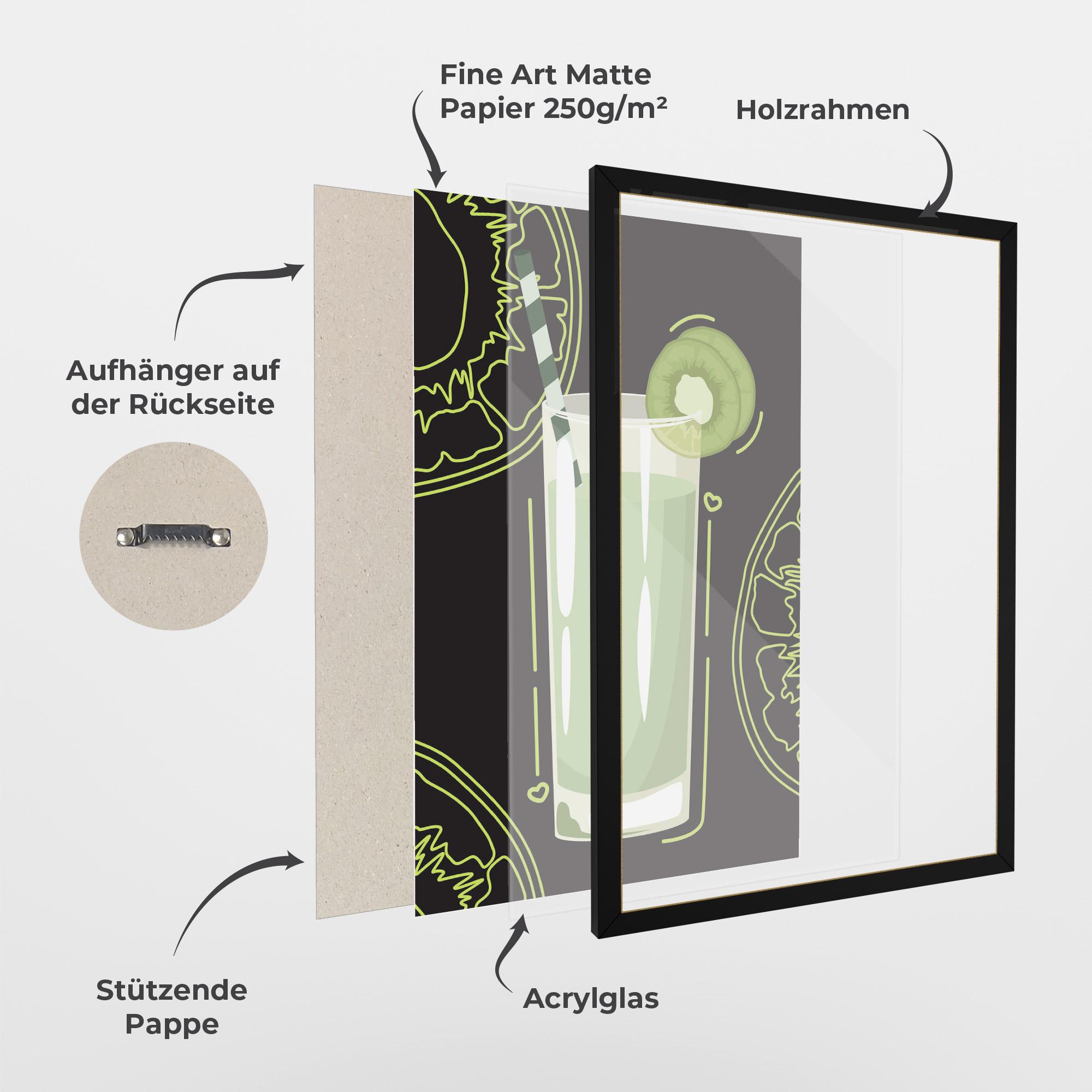 Gerahmte Poster Kiwi Drink mockup 1