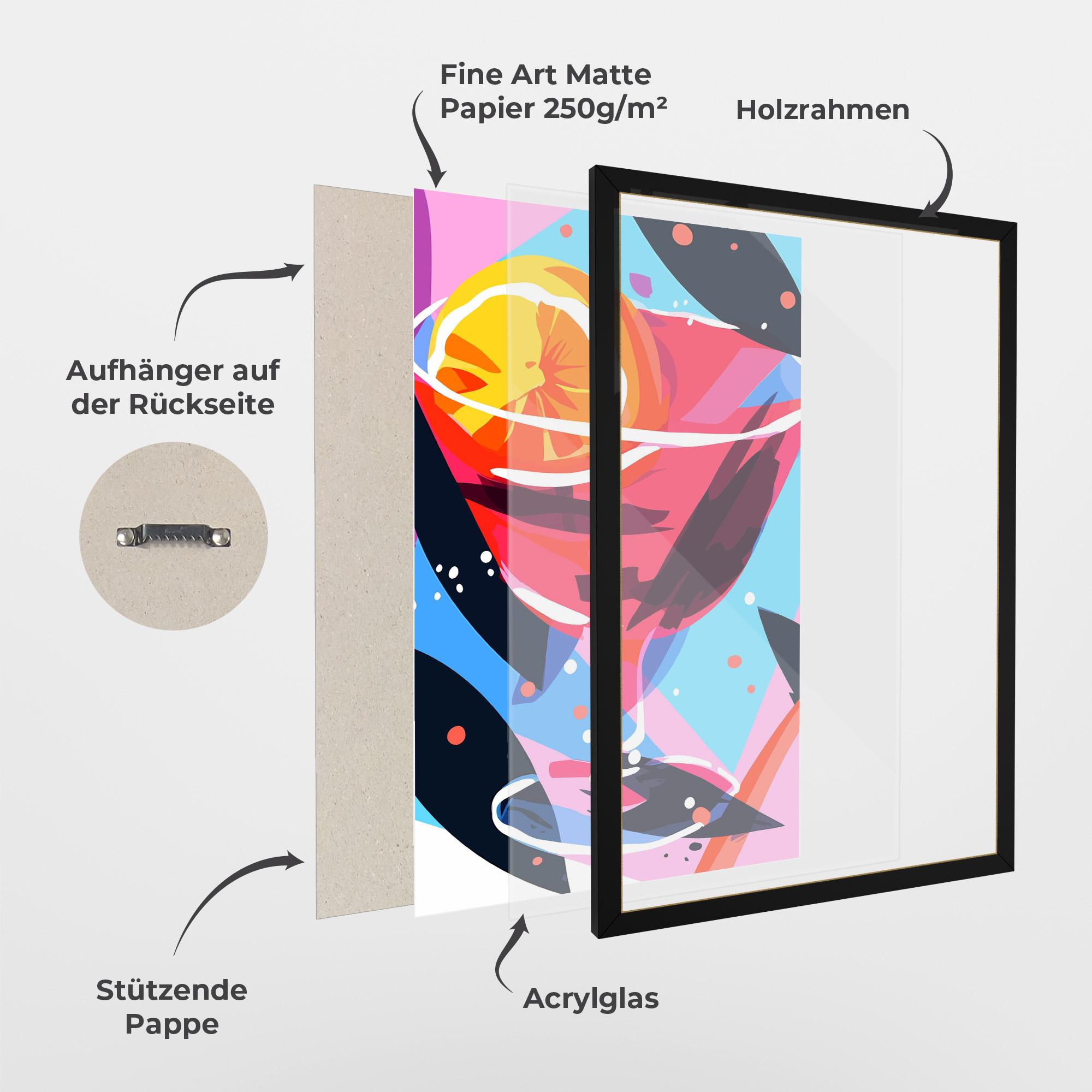 Gerahmte Poster Red Cocktail Art mockup 1