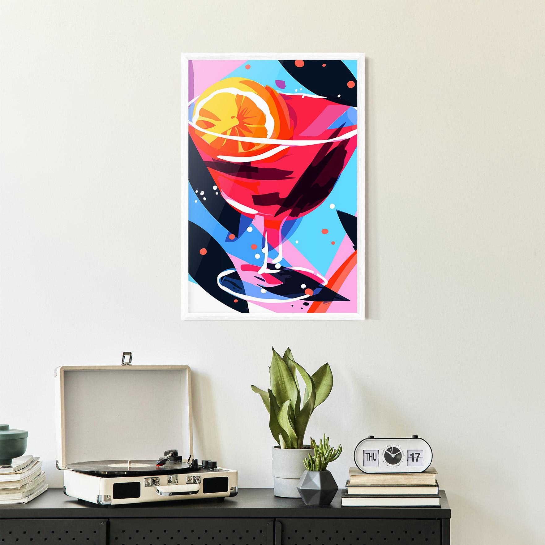 Gerahmte Poster Red Cocktail Art mockup 2