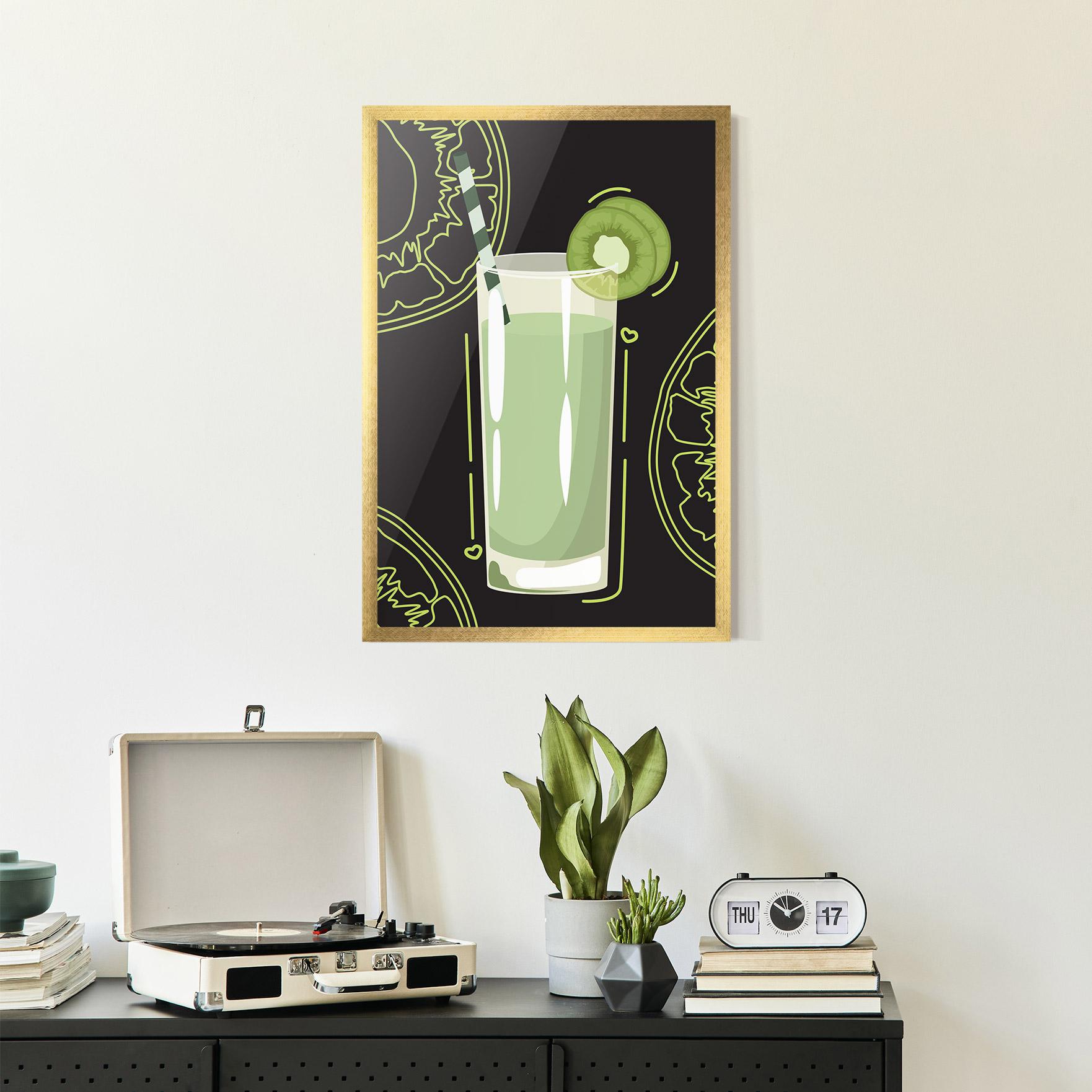Gerahmte Poster Kiwi Drink mockup 2