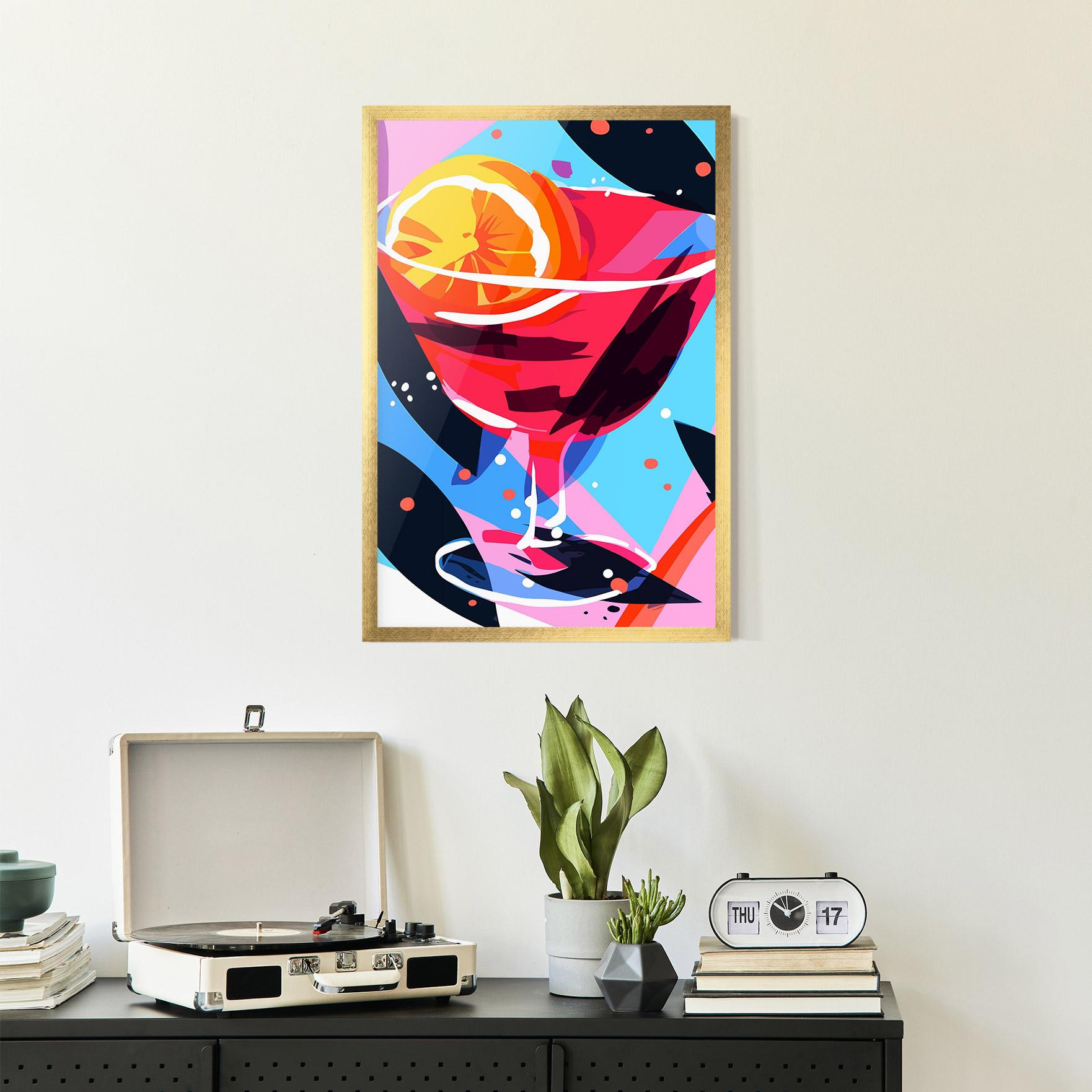 Gerahmte Poster Red Cocktail Art mockup 2