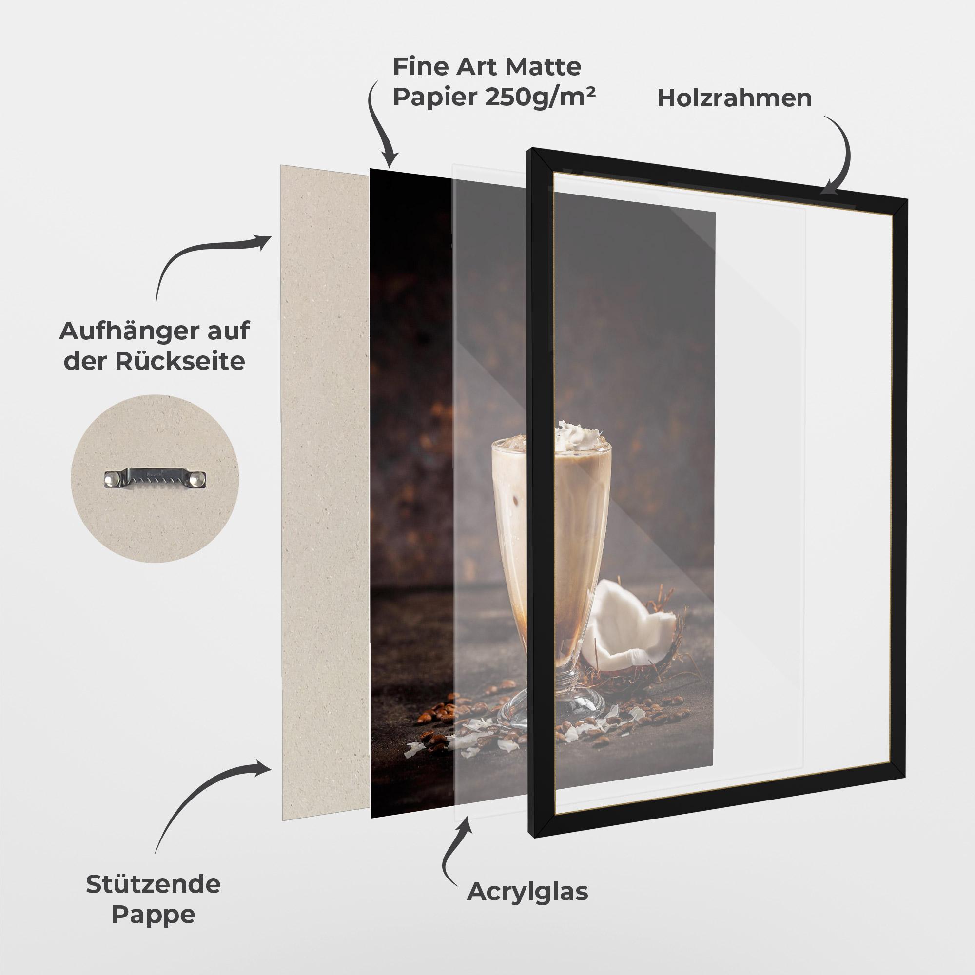 Gerahmte Poster Tasty Coconut Coffee mockup 1