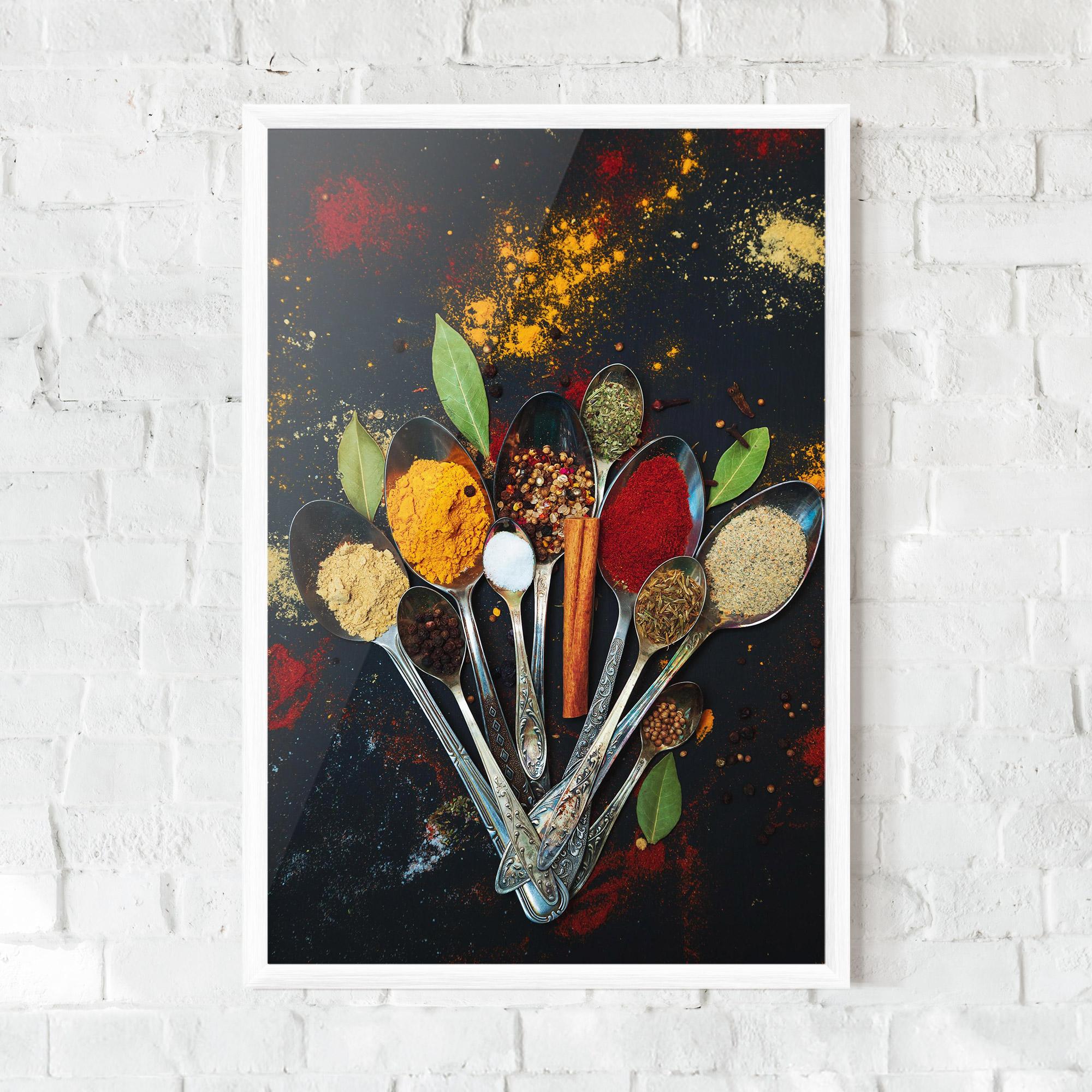 Gerahmte Poster Spices Cooking Spoons mockup 0