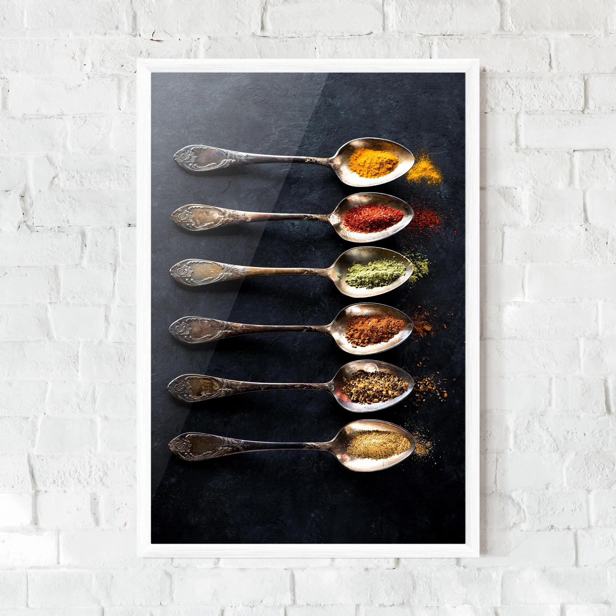 Gerahmte Poster Spices Herbs Spoons mockup 0