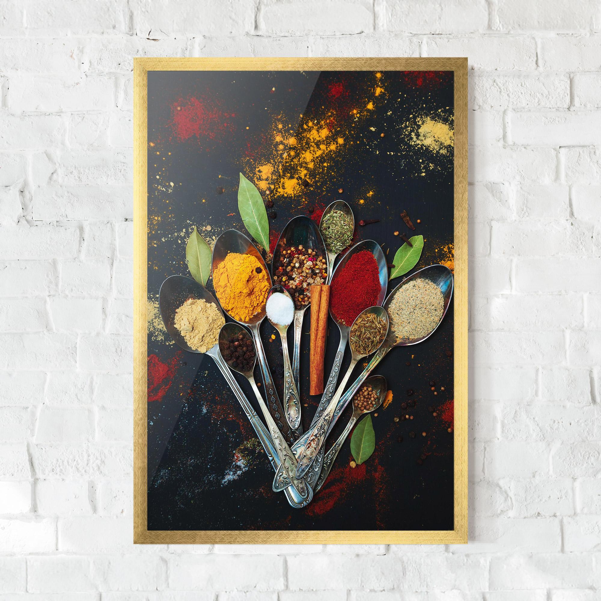 Gerahmte Poster Spices Cooking Spoons mockup 0