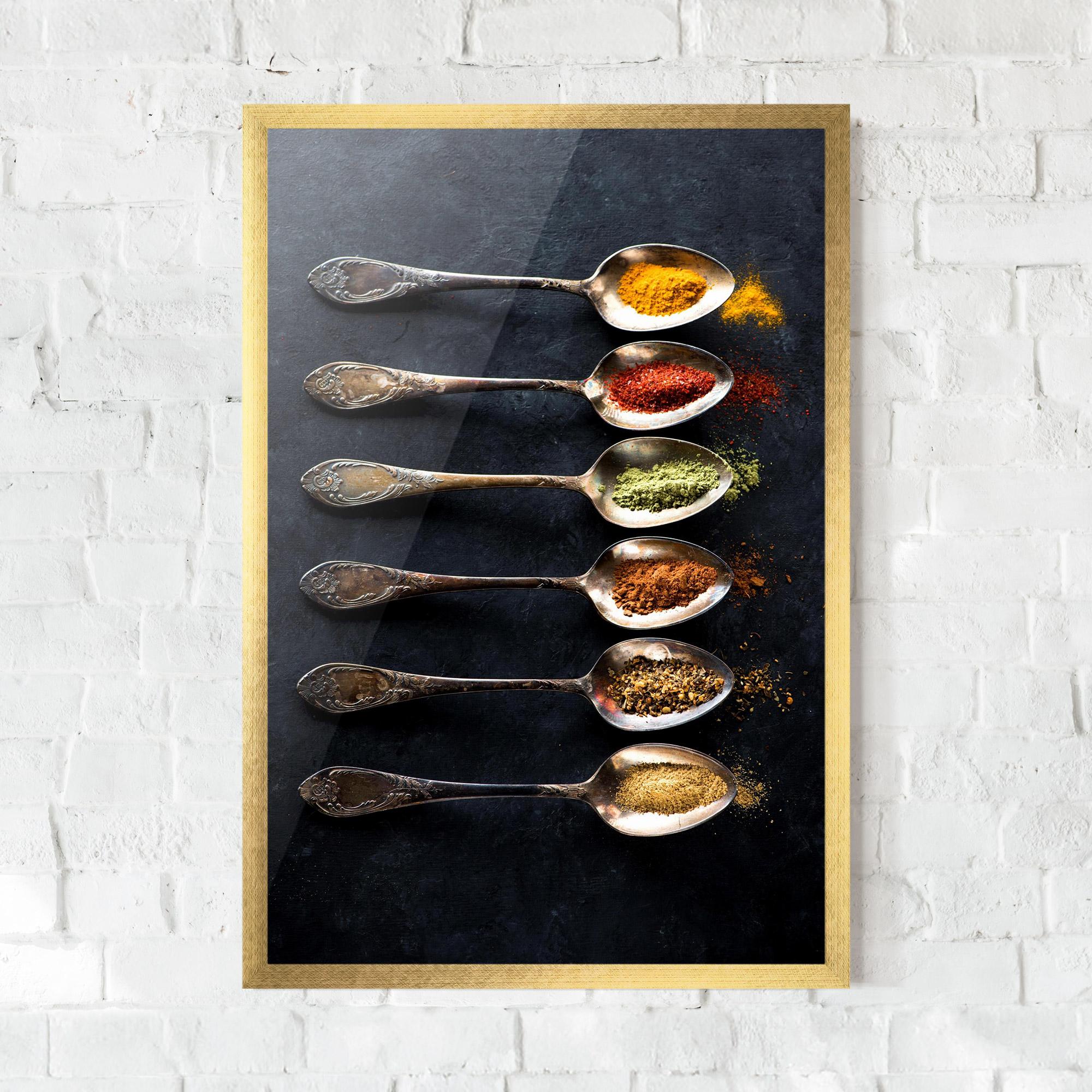 Gerahmte Poster Spices Herbs Spoons mockup 0