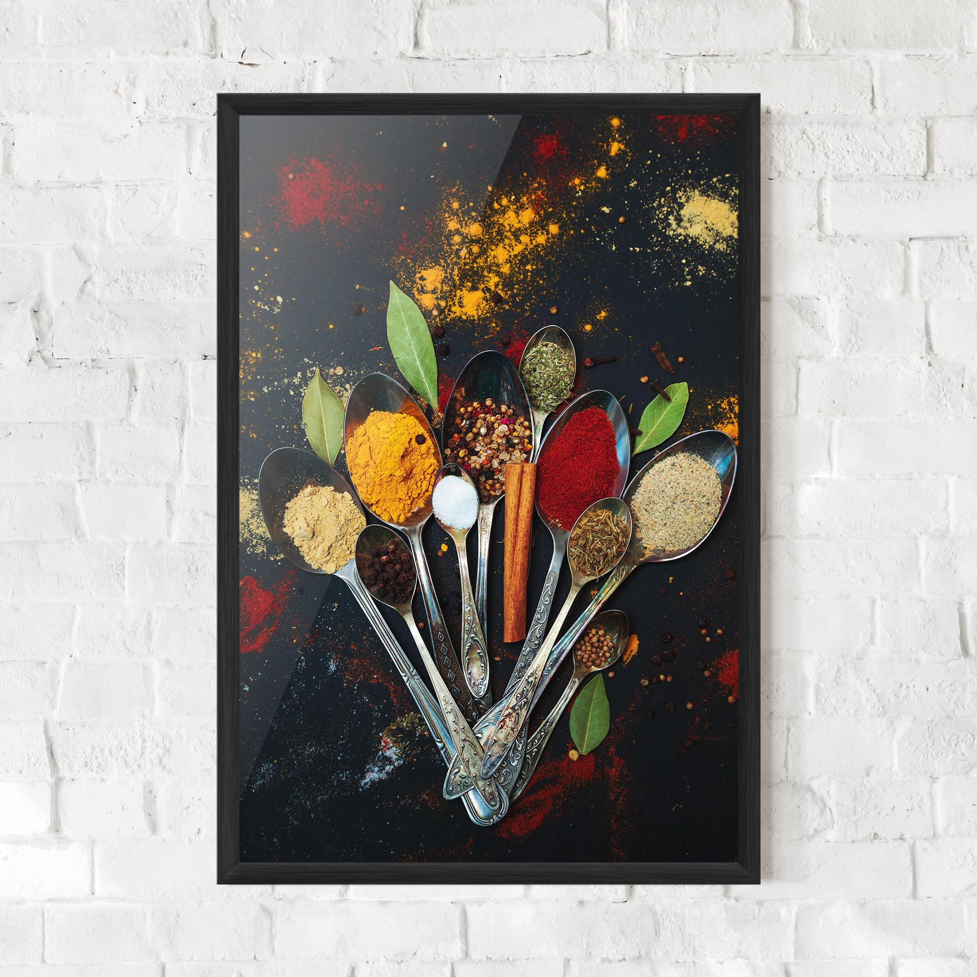 Gerahmte Poster Spices Cooking Spoons mockup 0