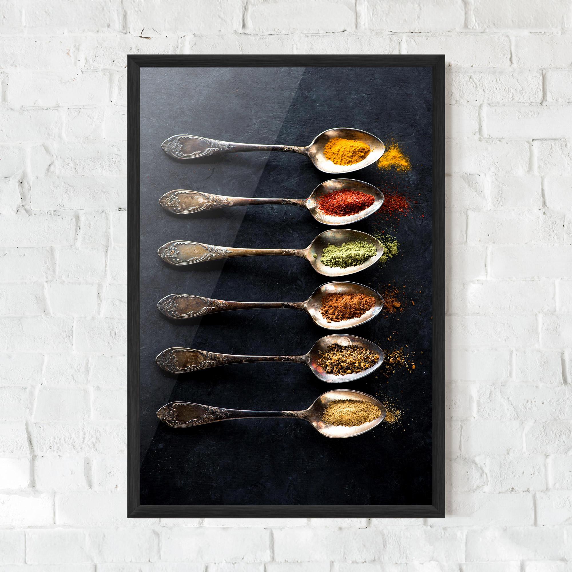 Gerahmte Poster Spices Herbs Spoons mockup 0