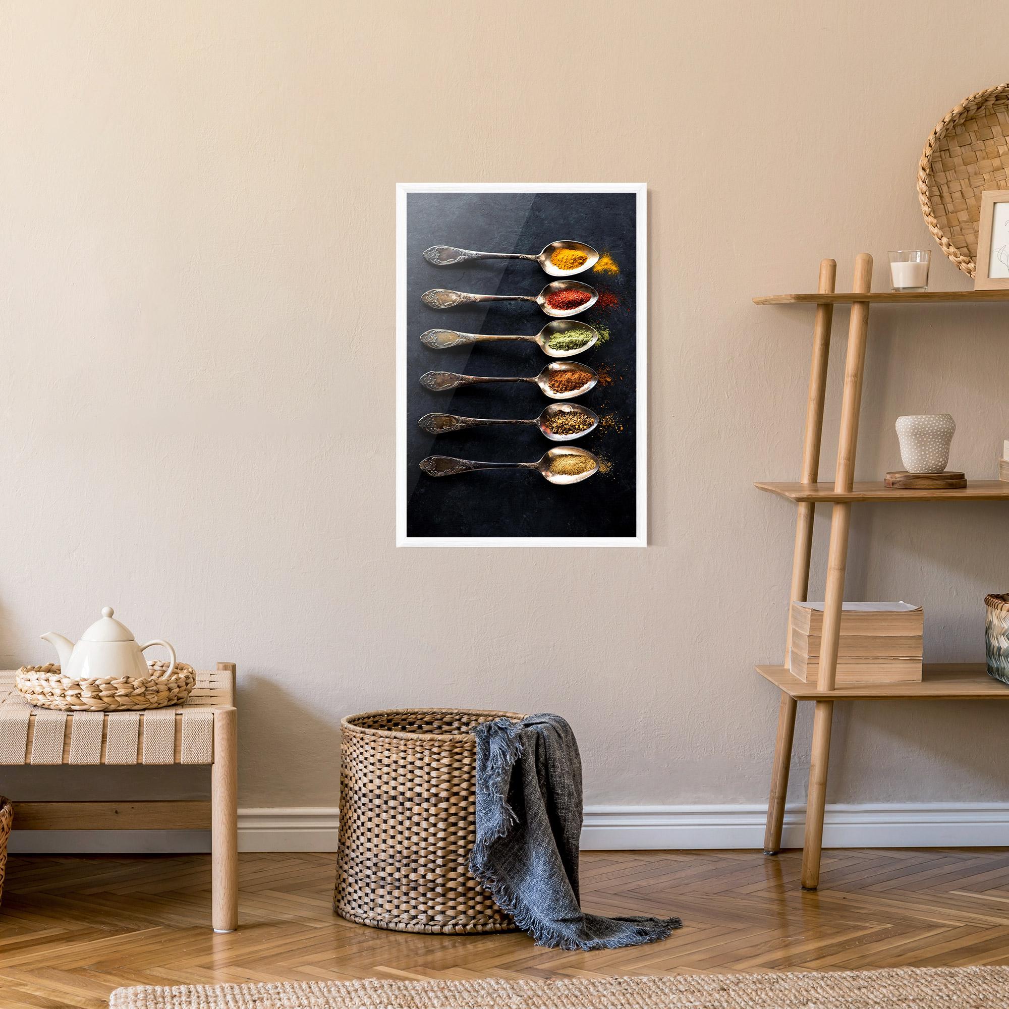 Gerahmte Poster Spices Herbs Spoons mockup 9