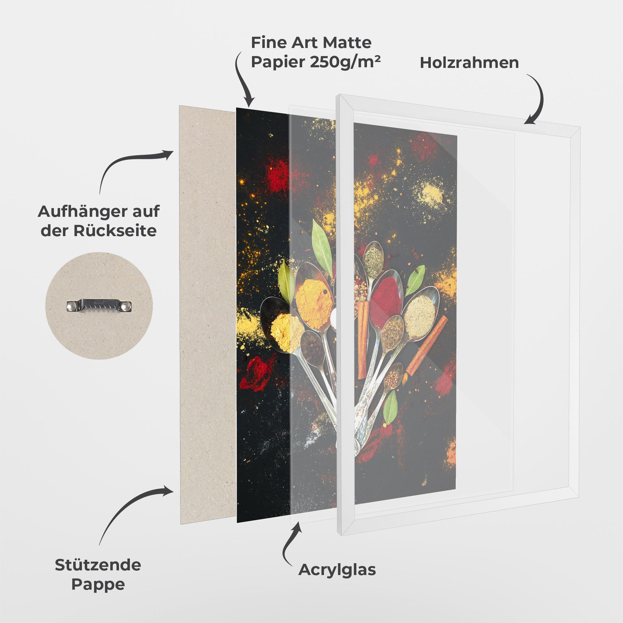 Gerahmte Poster Cooking Spices Spoons mockup 1