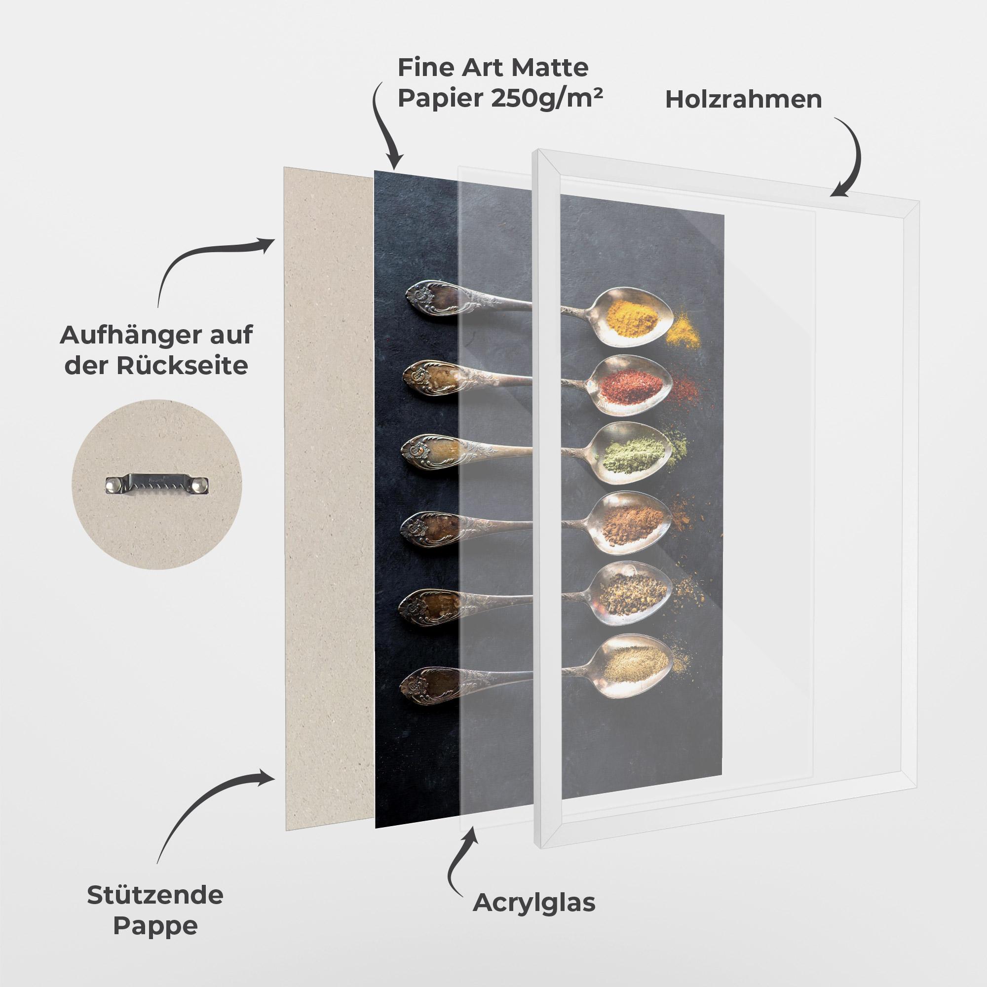 Gerahmte Poster Spices Herbs Spoons mockup 1