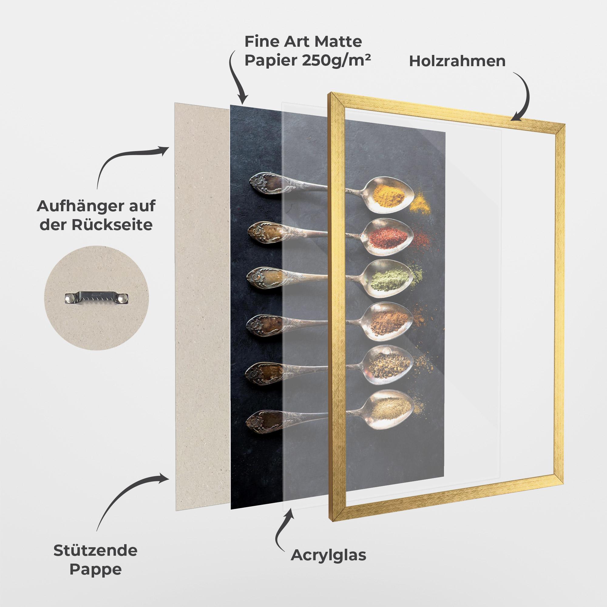 Gerahmte Poster Spices Herbs Spoons mockup 1