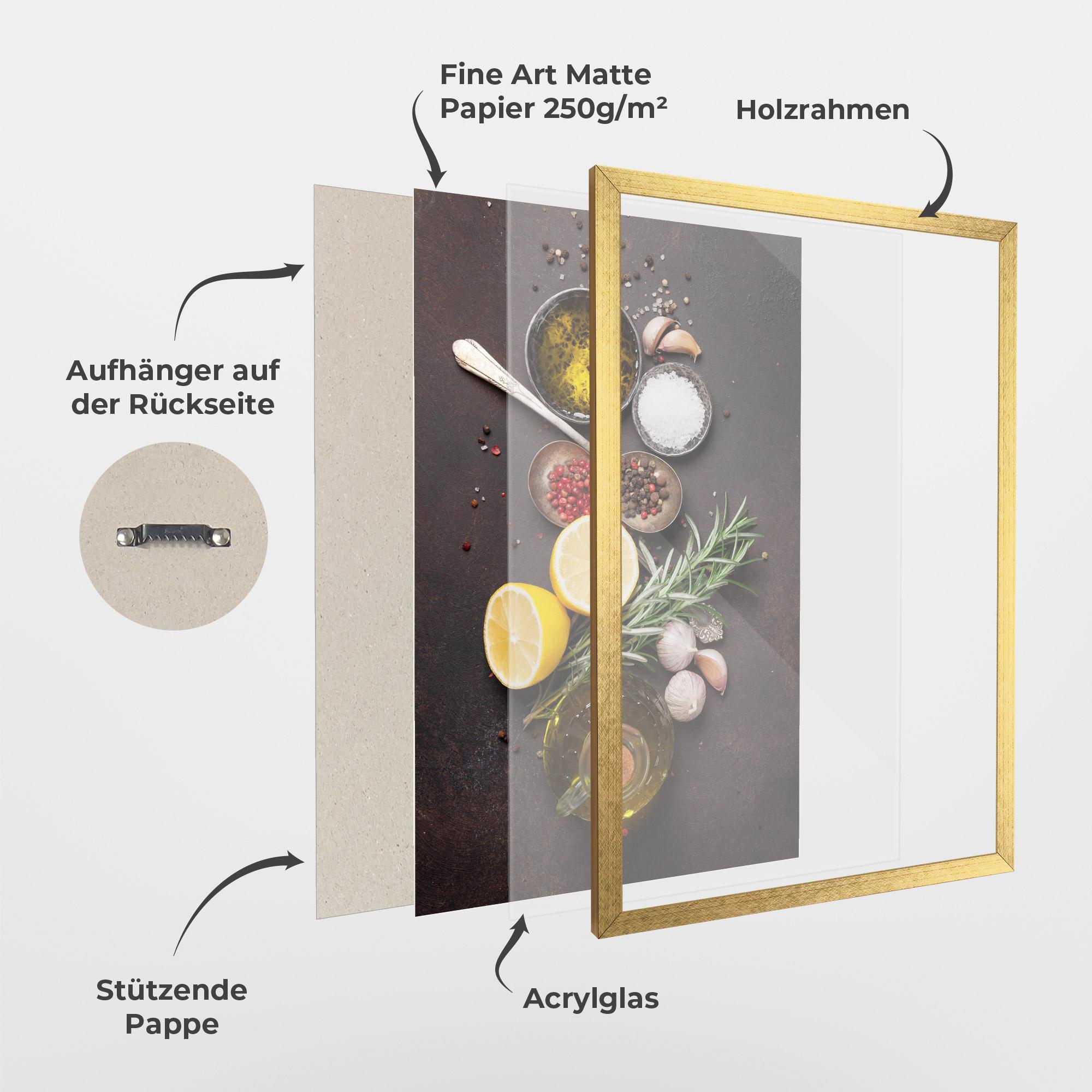 Gerahmte Poster Spices On Stone Table mockup 1