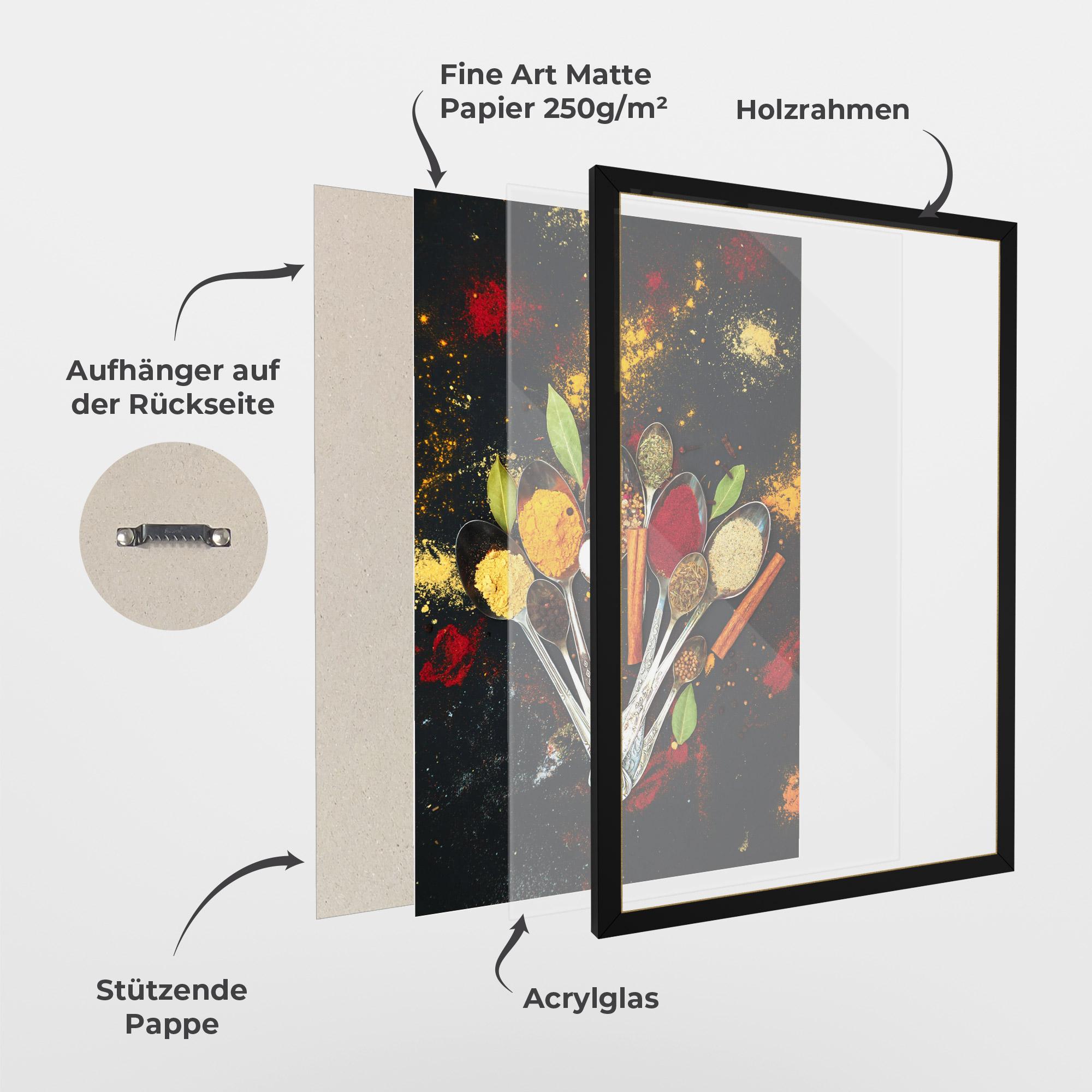 Gerahmte Poster Cooking Spices Spoons mockup 1