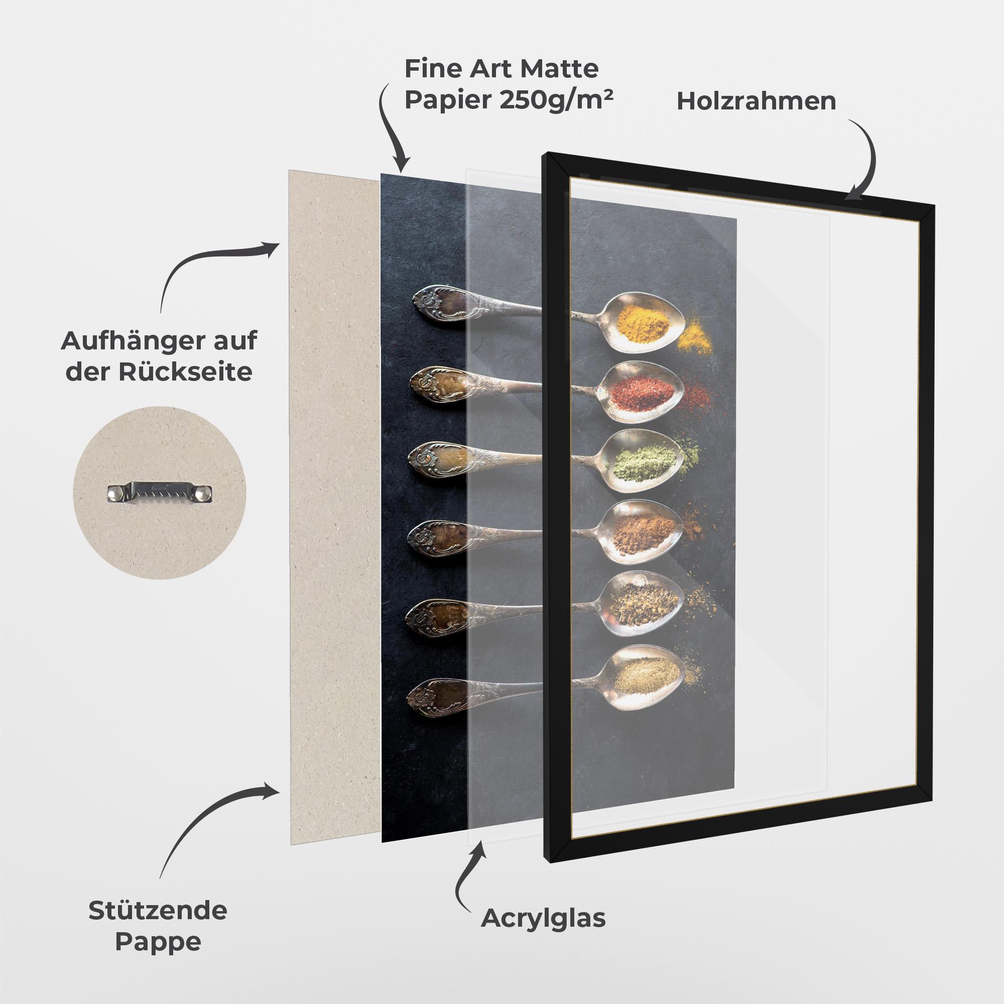 Gerahmte Poster Spices Herbs Spoons mockup 1