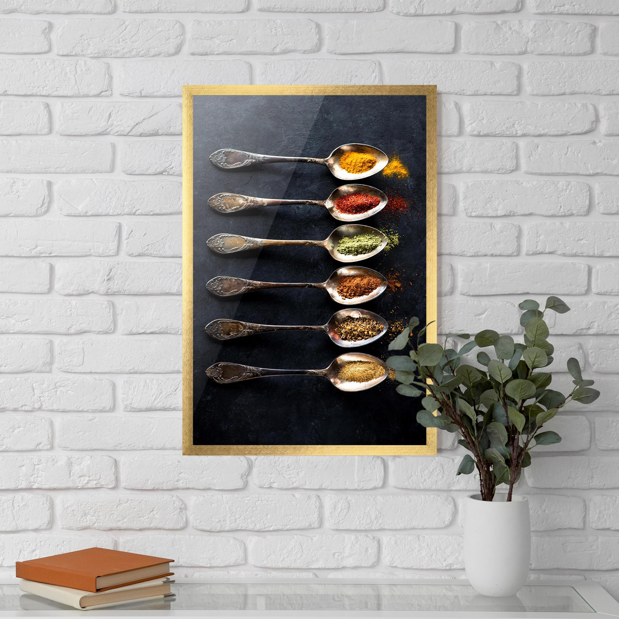 Gerahmte Poster Spices Herbs Spoons mockup 5