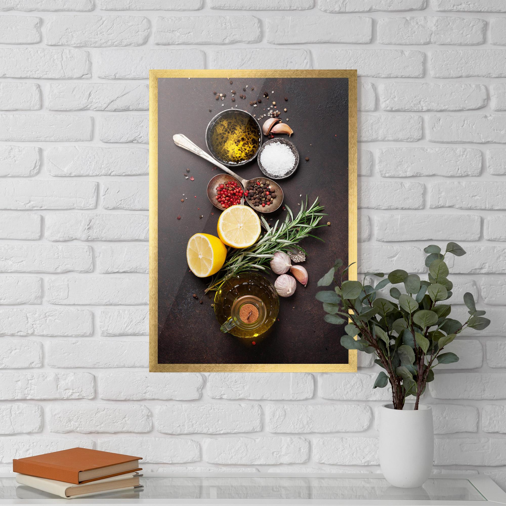 Gerahmte Poster Spices On Stone Table mockup 5