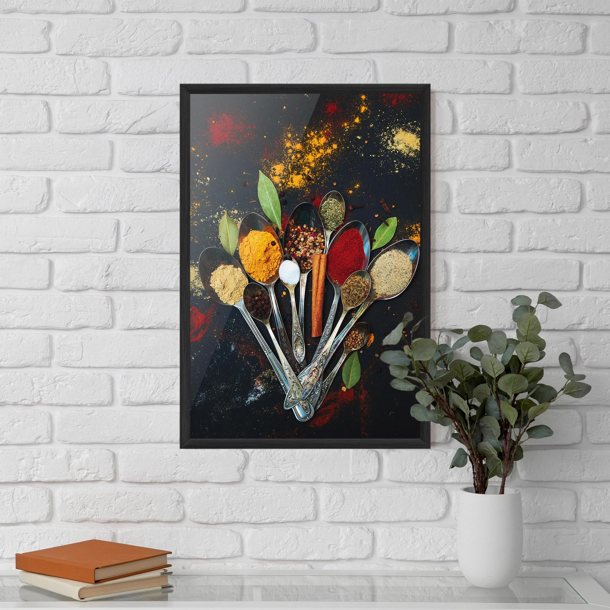 Gerahmte Poster Spices Cooking Spoons mockup 5