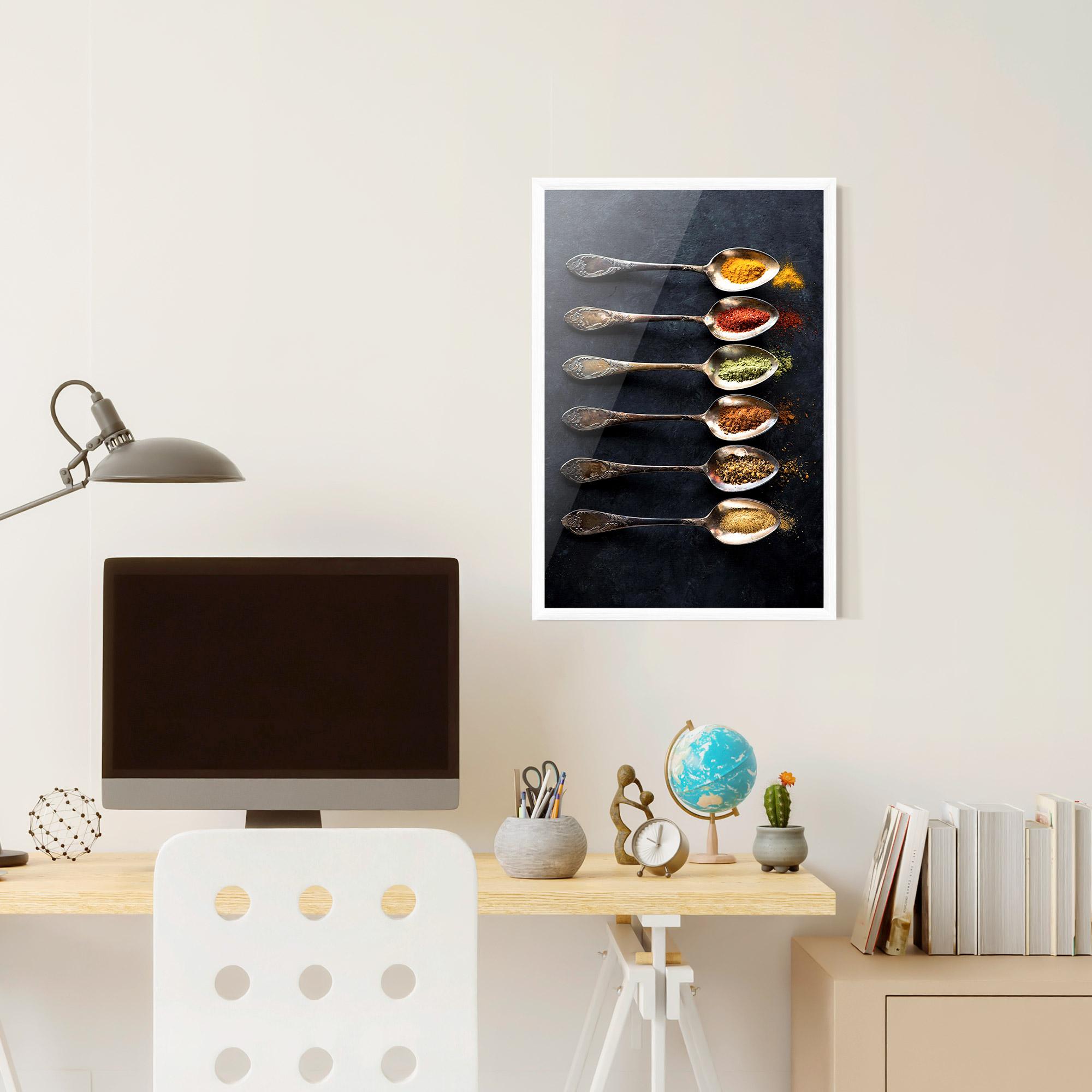 Gerahmte Poster Spices Herbs Spoons mockup 6