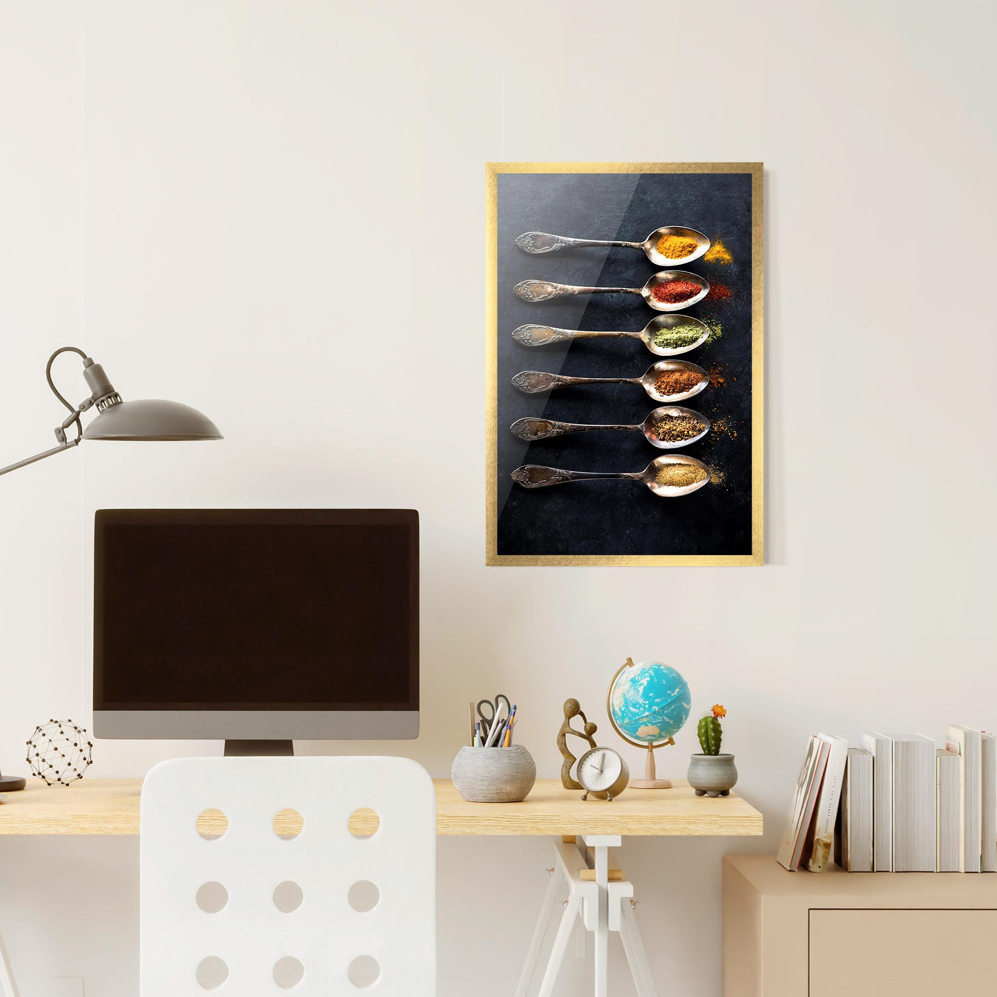 Gerahmte Poster Spices Herbs Spoons mockup 6