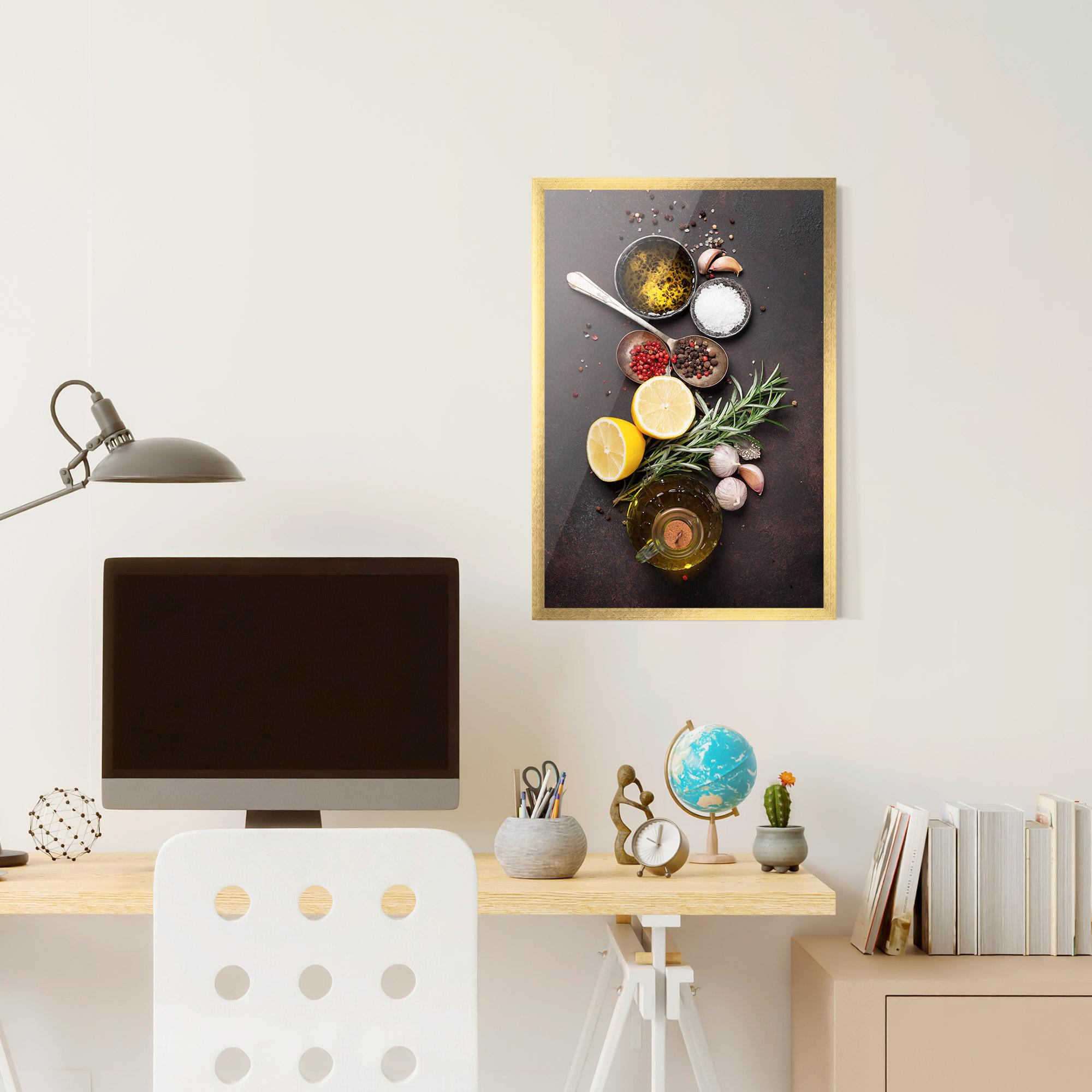 Gerahmte Poster Spices On Stone Table mockup 6