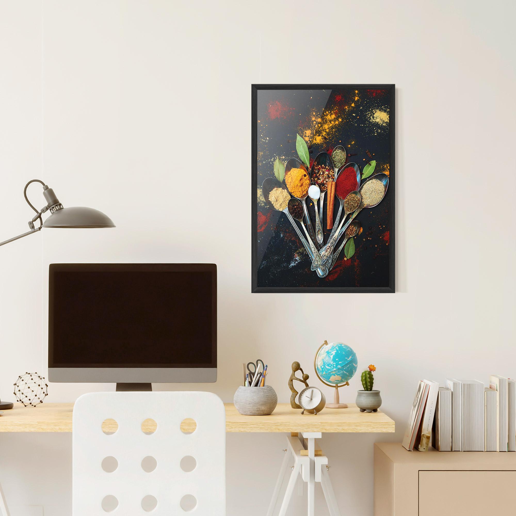 Gerahmte Poster Spices Cooking Spoons mockup 6