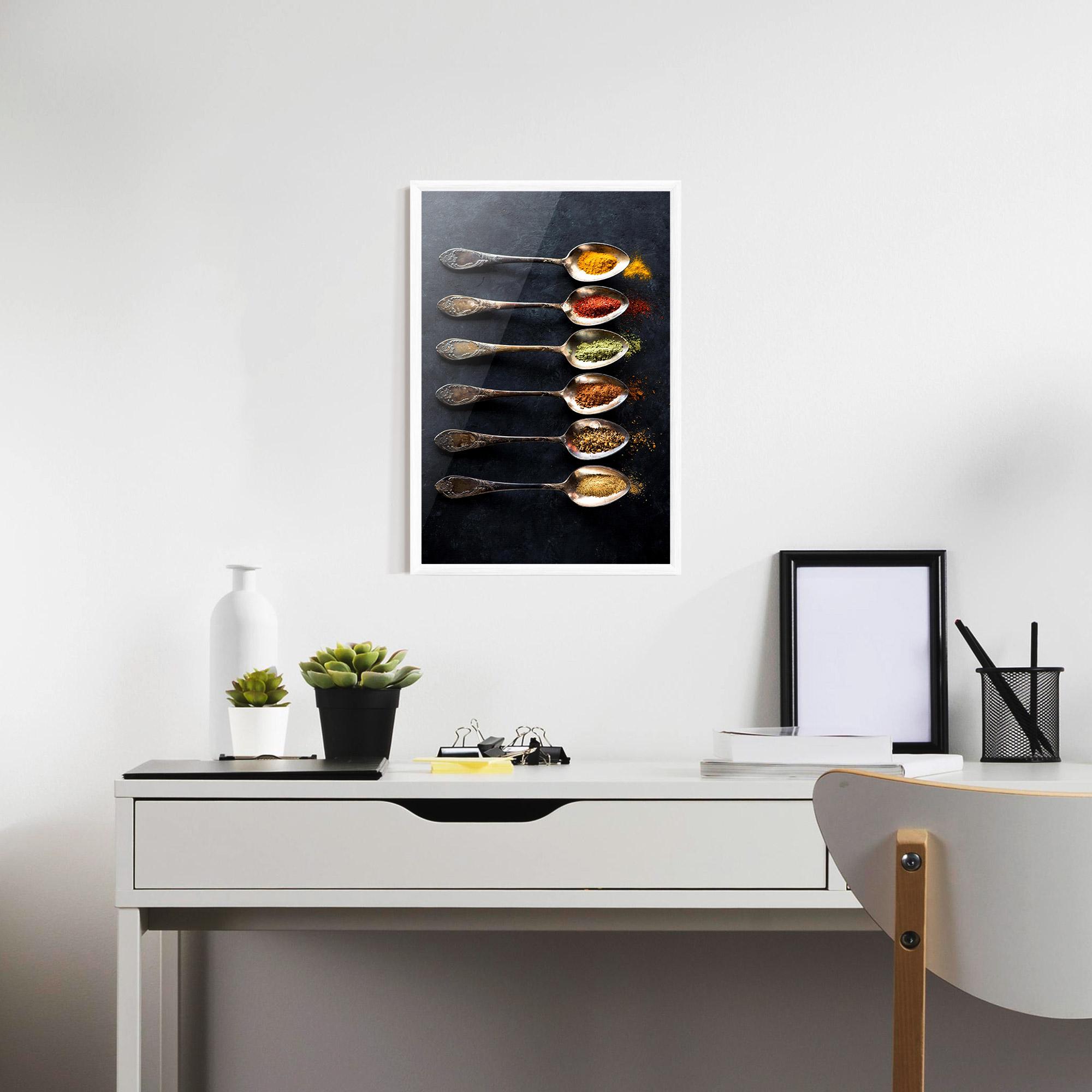 Gerahmte Poster Spices Herbs Spoons mockup 7