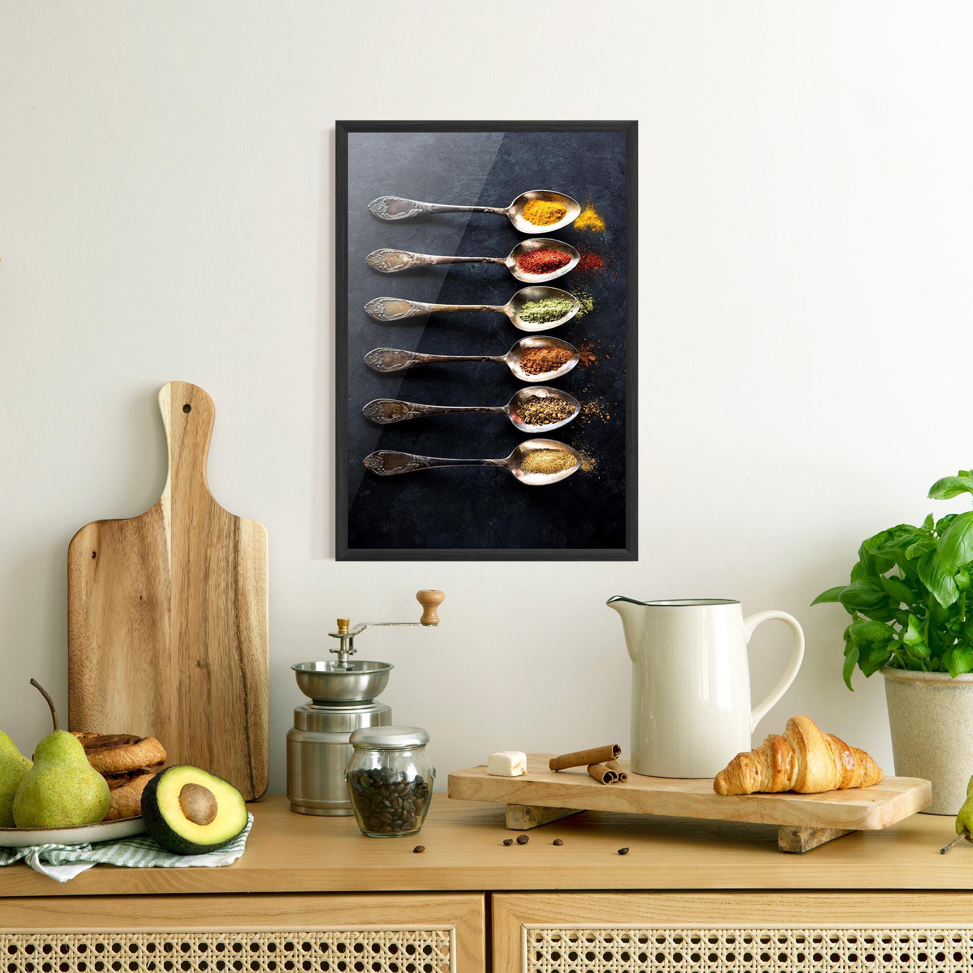 Gerahmte Poster Spices Herbs Spoons mockup 8