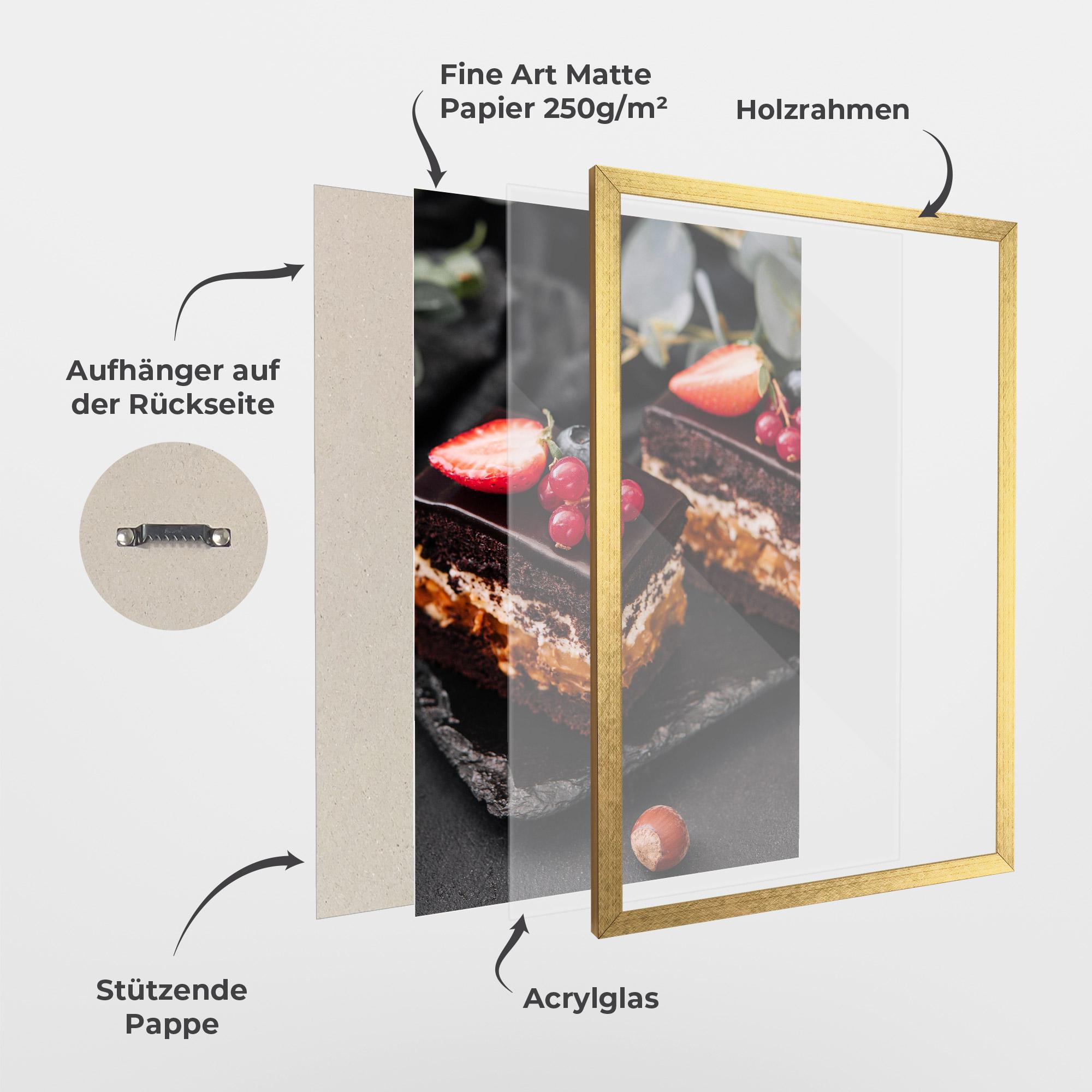 Gerahmte Poster Chocolate Berries Cake mockup 1