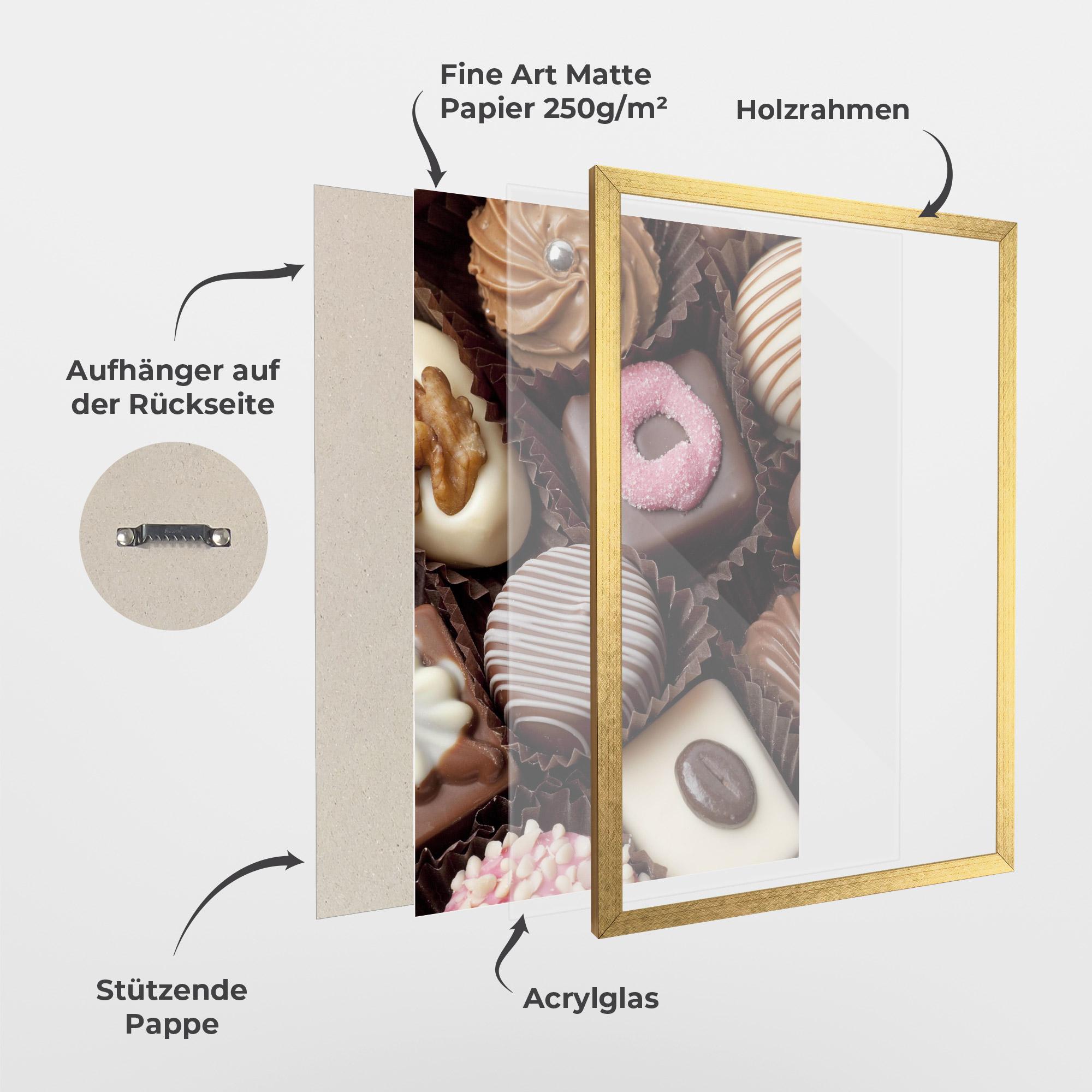 Gerahmte Poster Chocolate Bonbons mockup 1