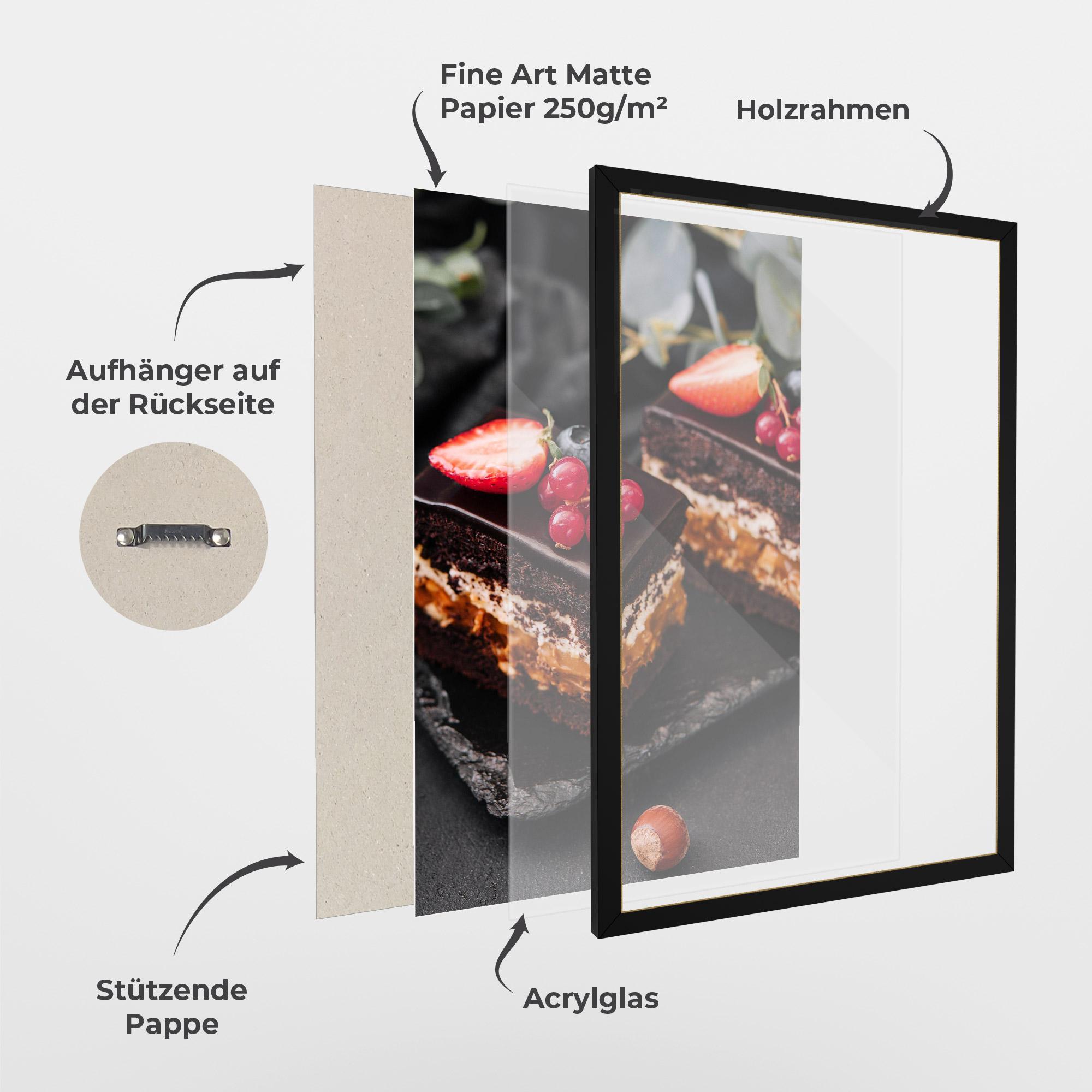 Gerahmte Poster Chocolate Berries Cake mockup 1
