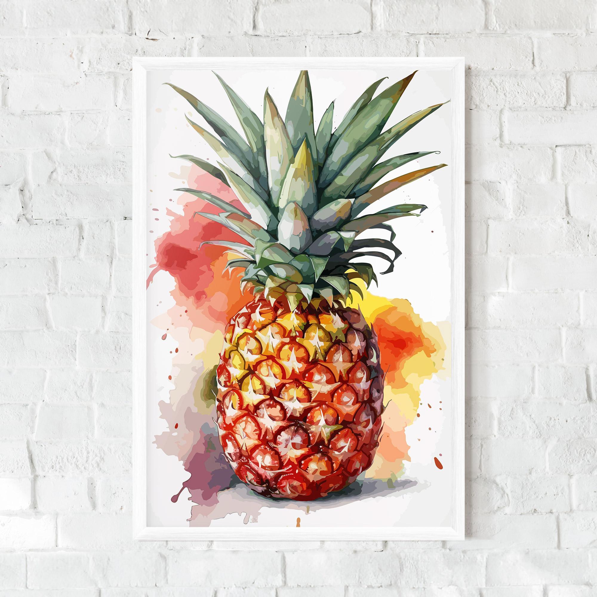 Gerahmte Poster Pineapple Watercolor mockup 0