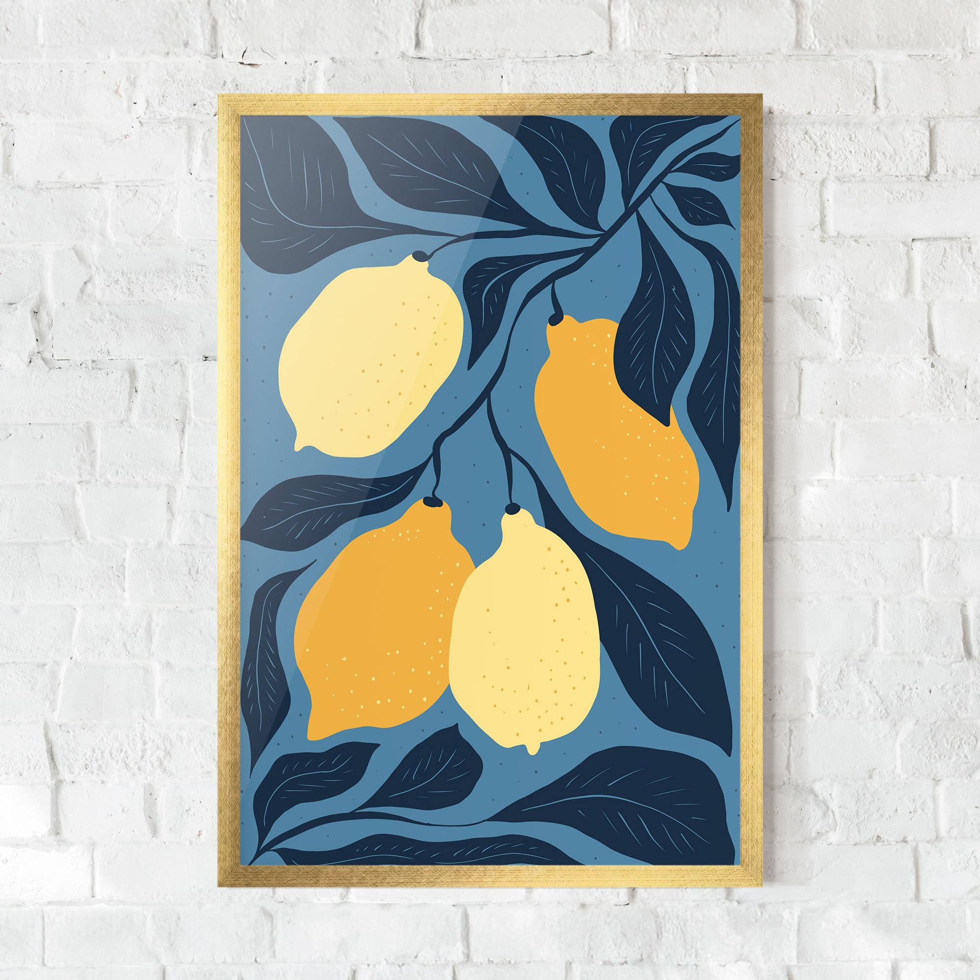 Gerahmte Poster Lemon On Blue mockup 0