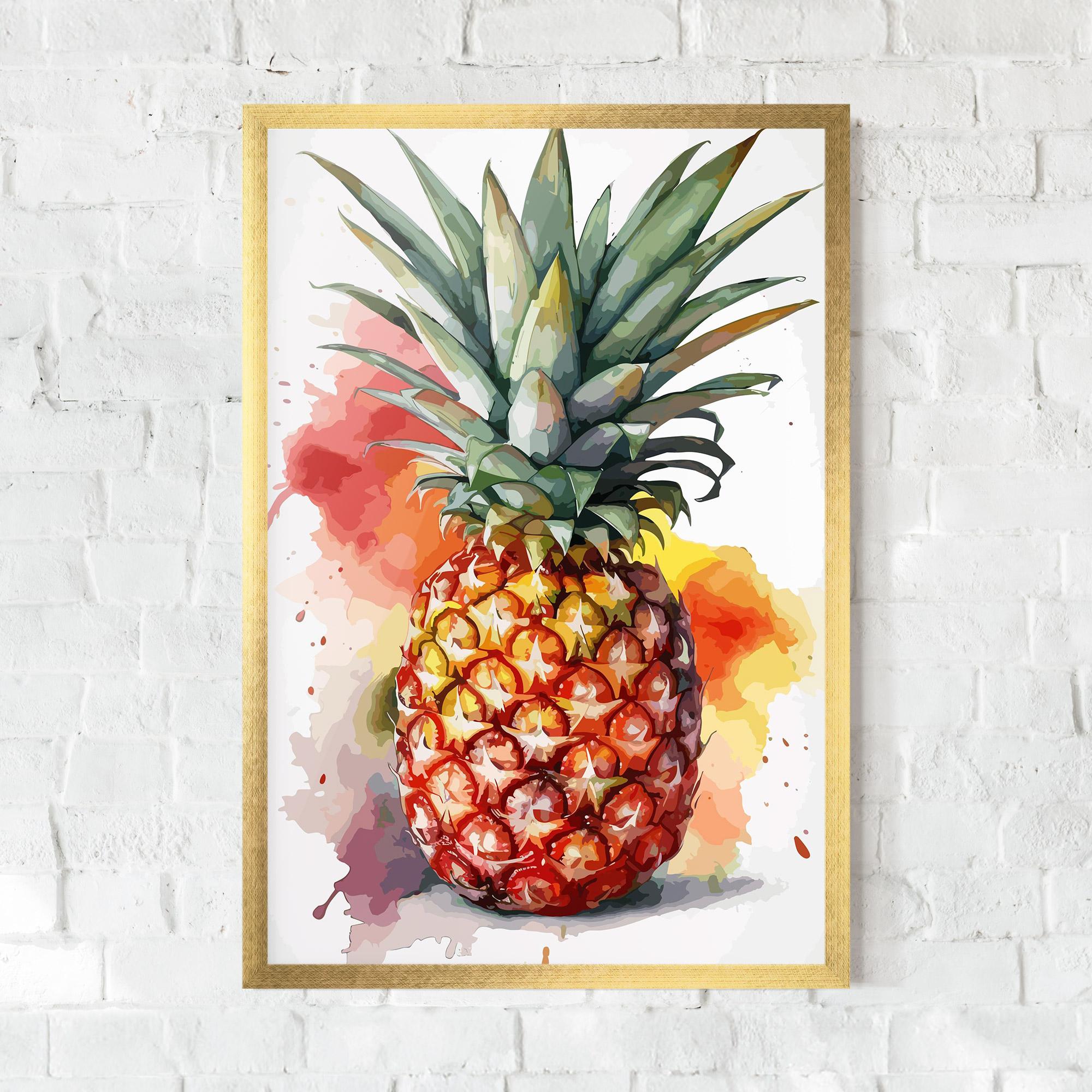 Gerahmte Poster Pineapple Watercolor mockup 0