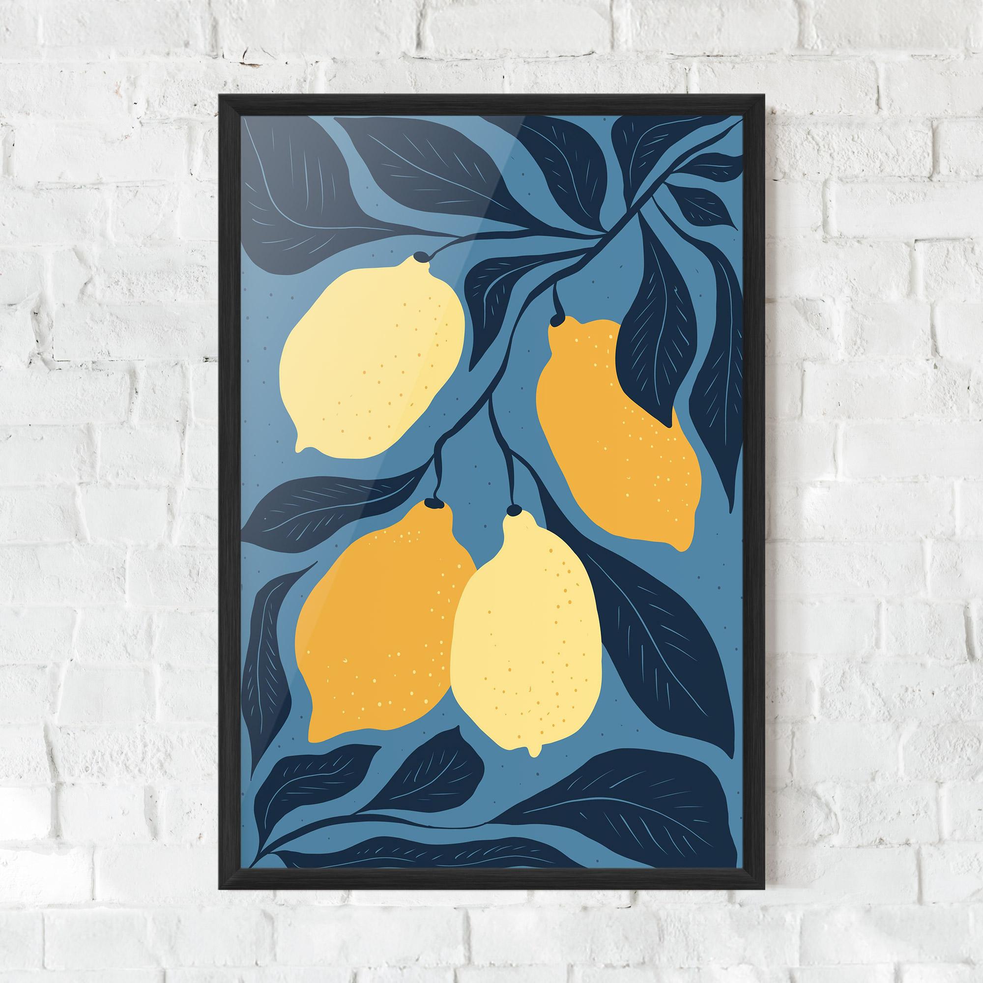 Gerahmte Poster Lemon On Blue mockup 0