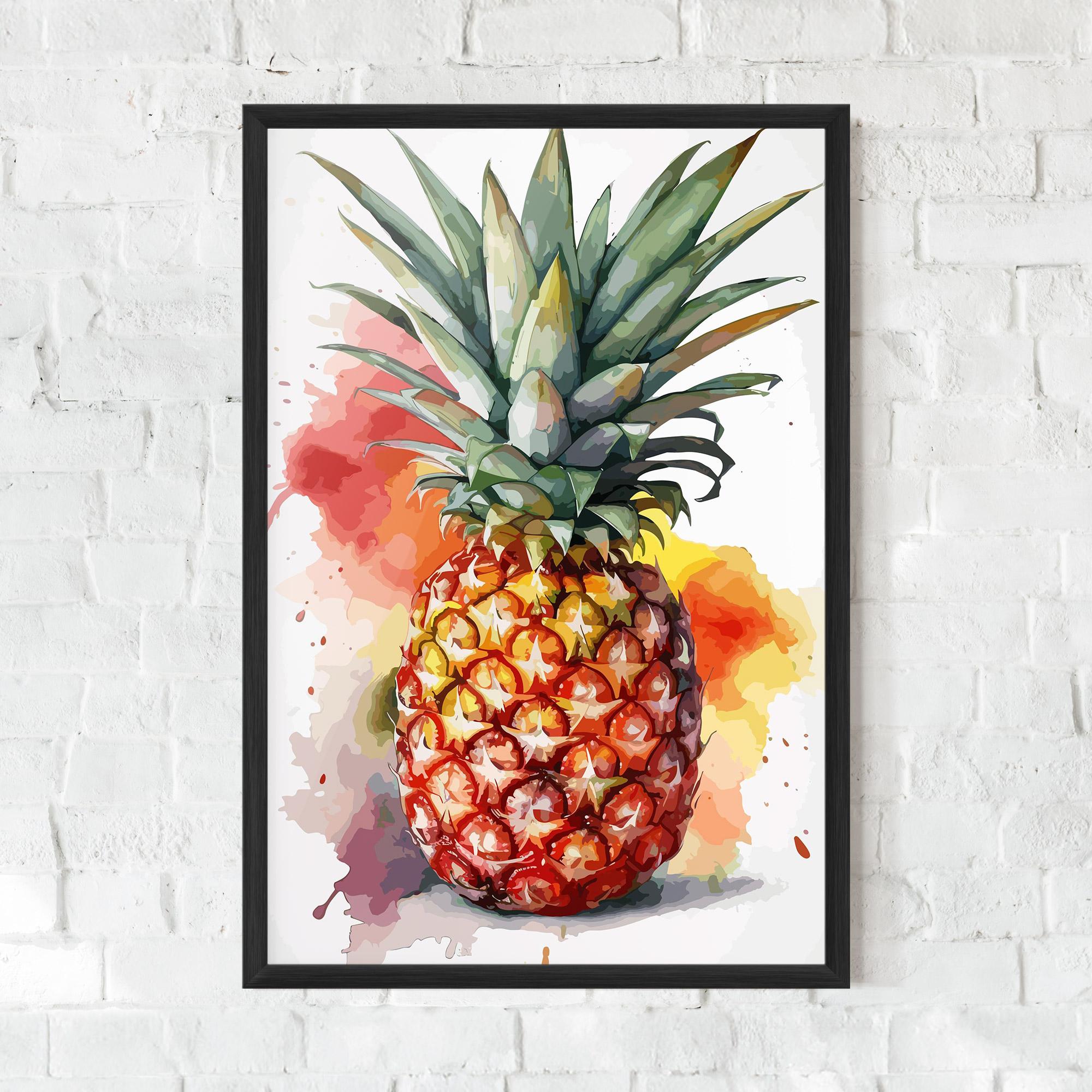 Gerahmte Poster Pineapple Watercolor mockup 0