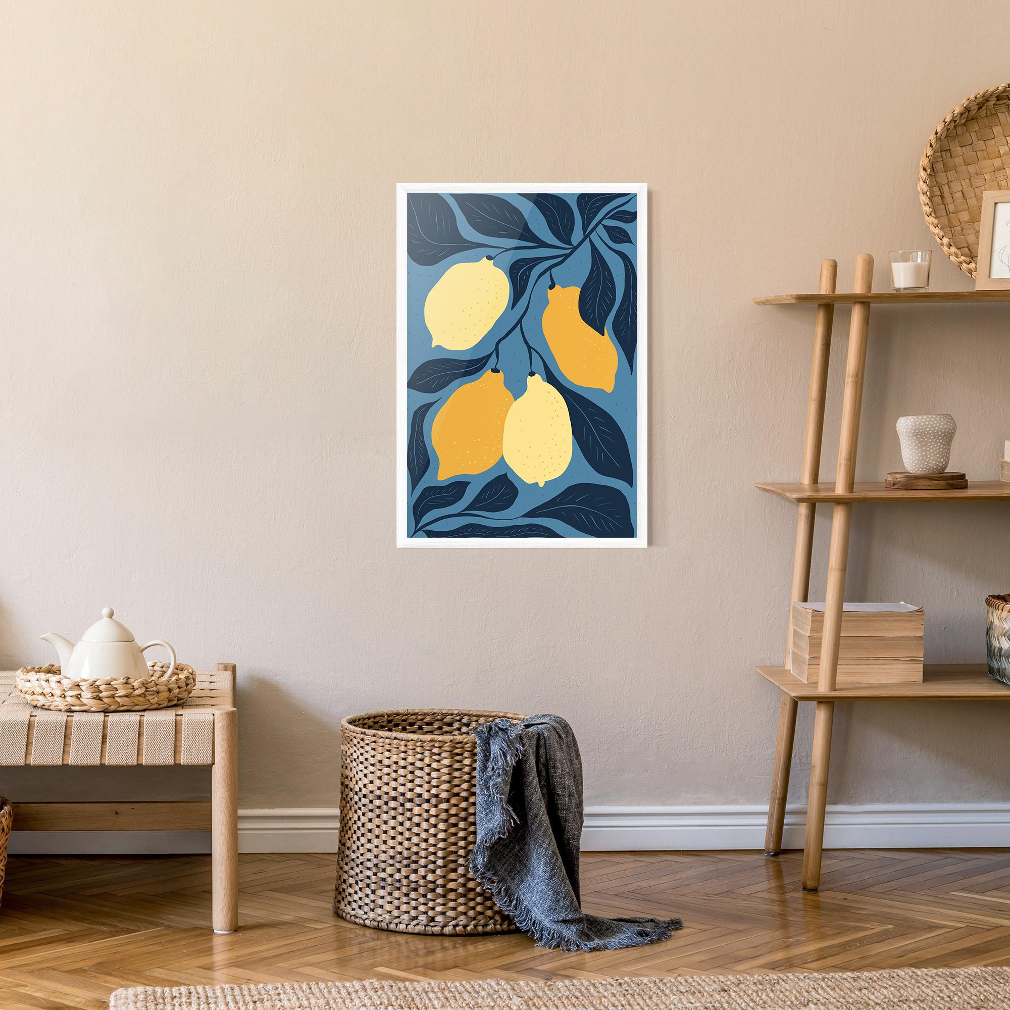 Gerahmte Poster Lemon On Blue mockup 9