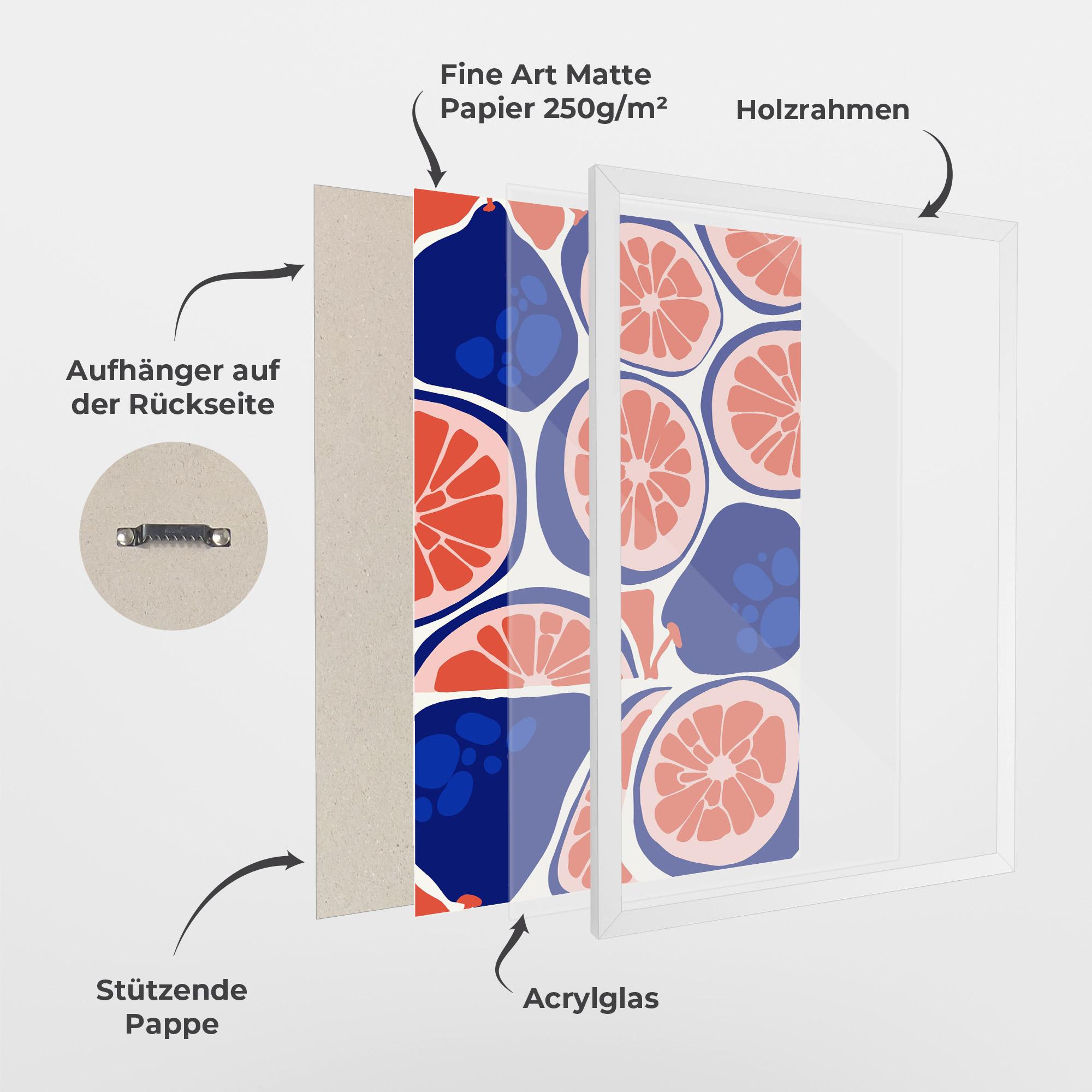 Gerahmte Poster Blue Pink Fruit mockup 1