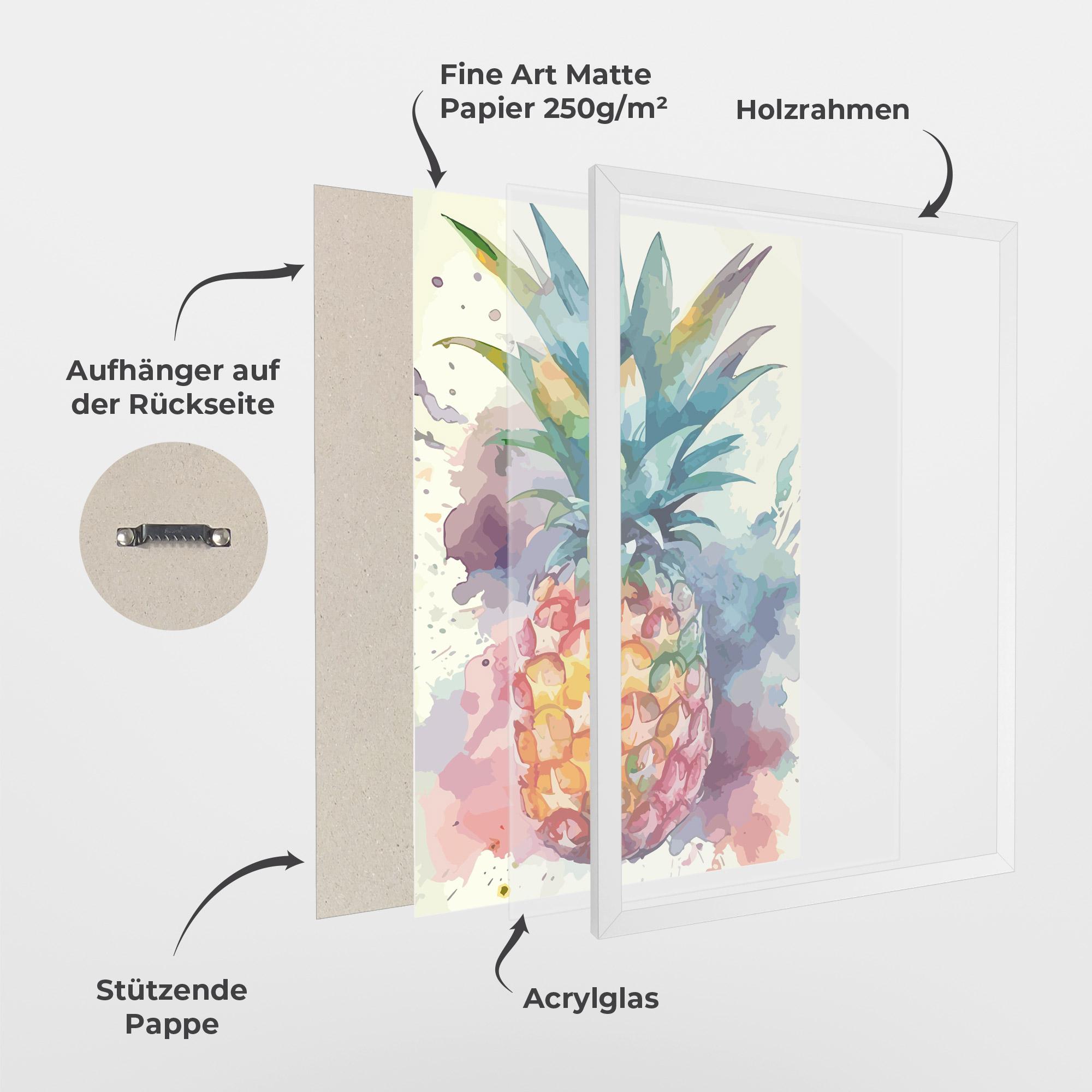 Gerahmte Poster Colorful Pineapple mockup 1