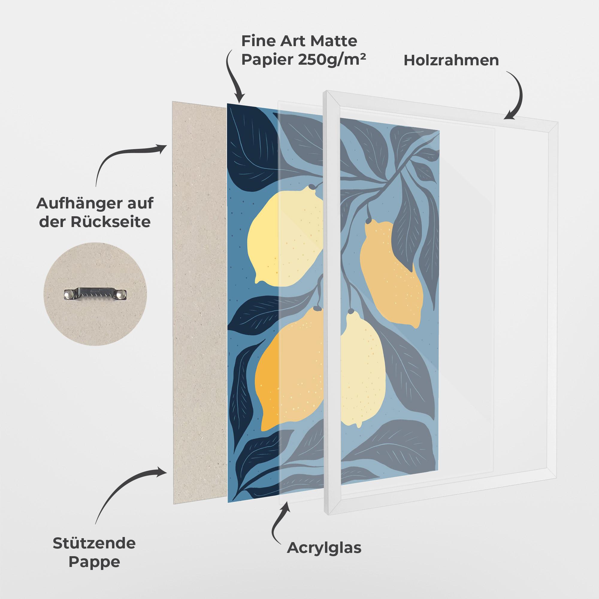 Gerahmte Poster Lemon On Blue mockup 1