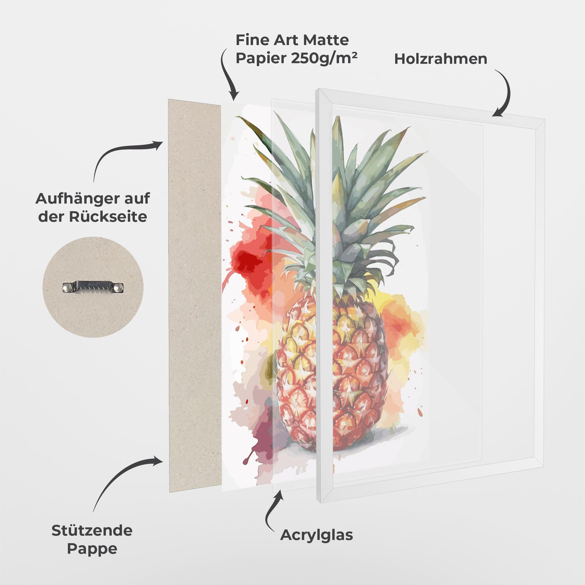 Gerahmte Poster Pineapple Watercolor mockup 1