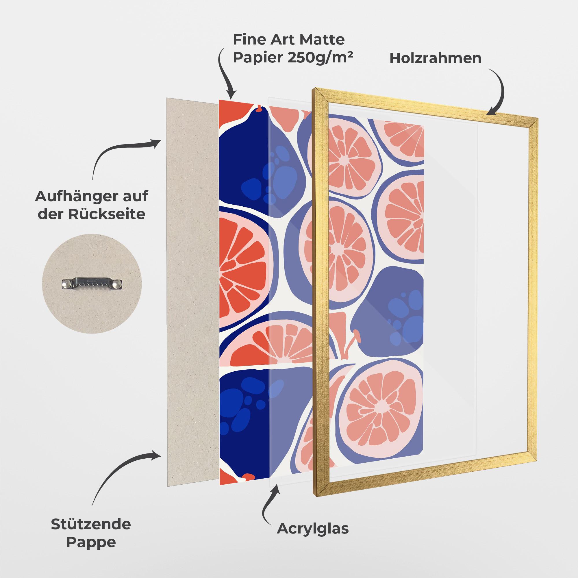 Gerahmte Poster Blue Pink Fruit mockup 1