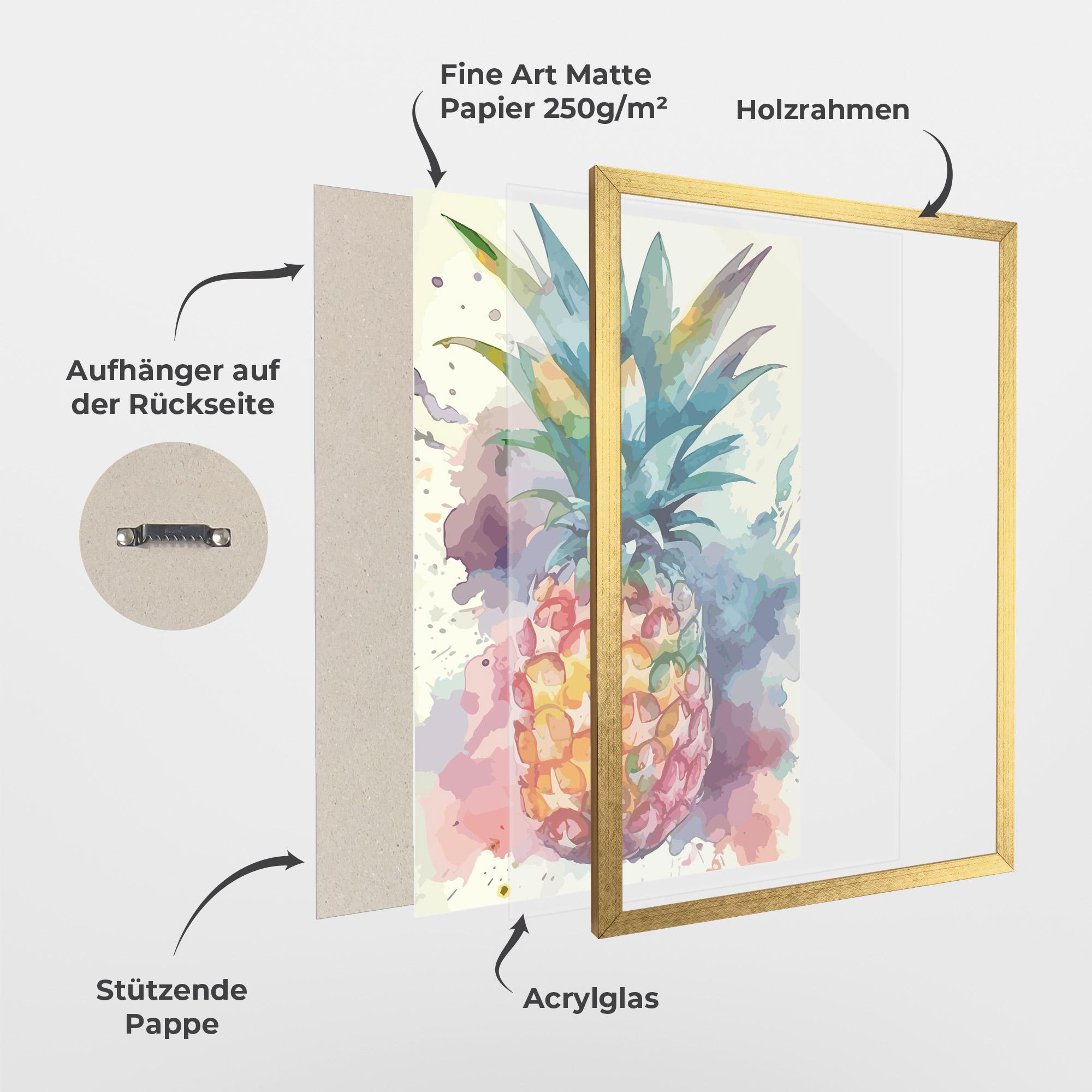 Gerahmte Poster Colorful Pineapple mockup 1