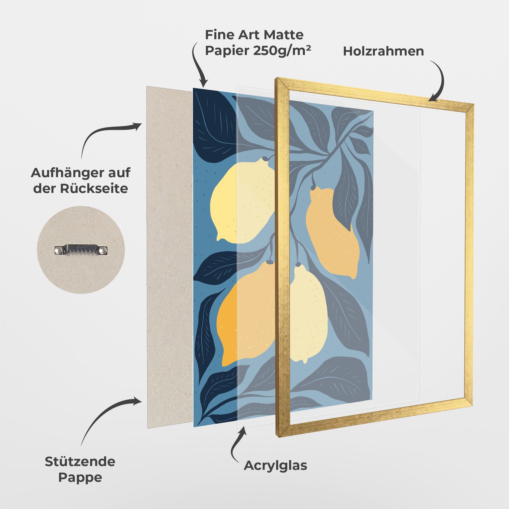 Gerahmte Poster Lemon On Blue mockup 1