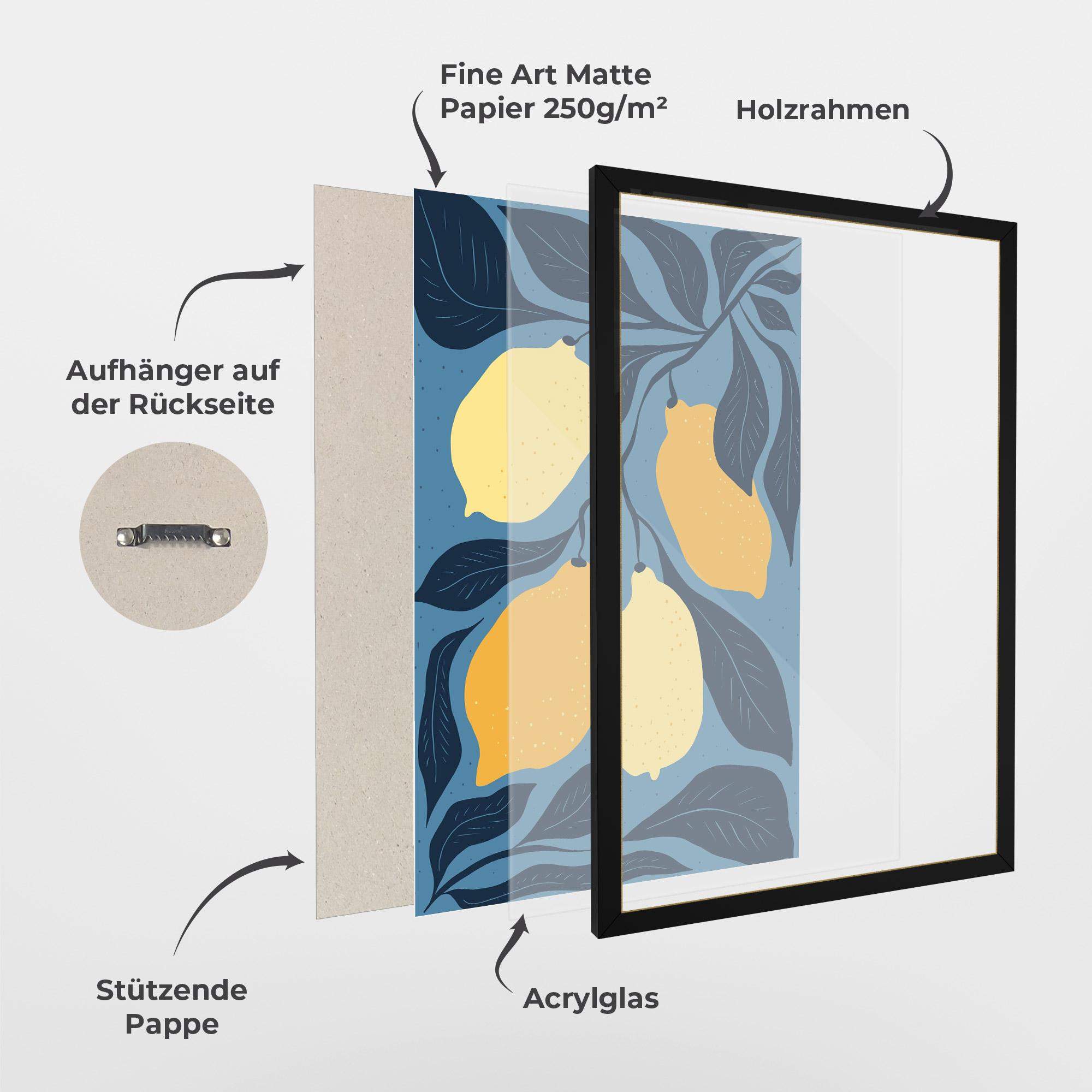 Gerahmte Poster Lemon On Blue mockup 1